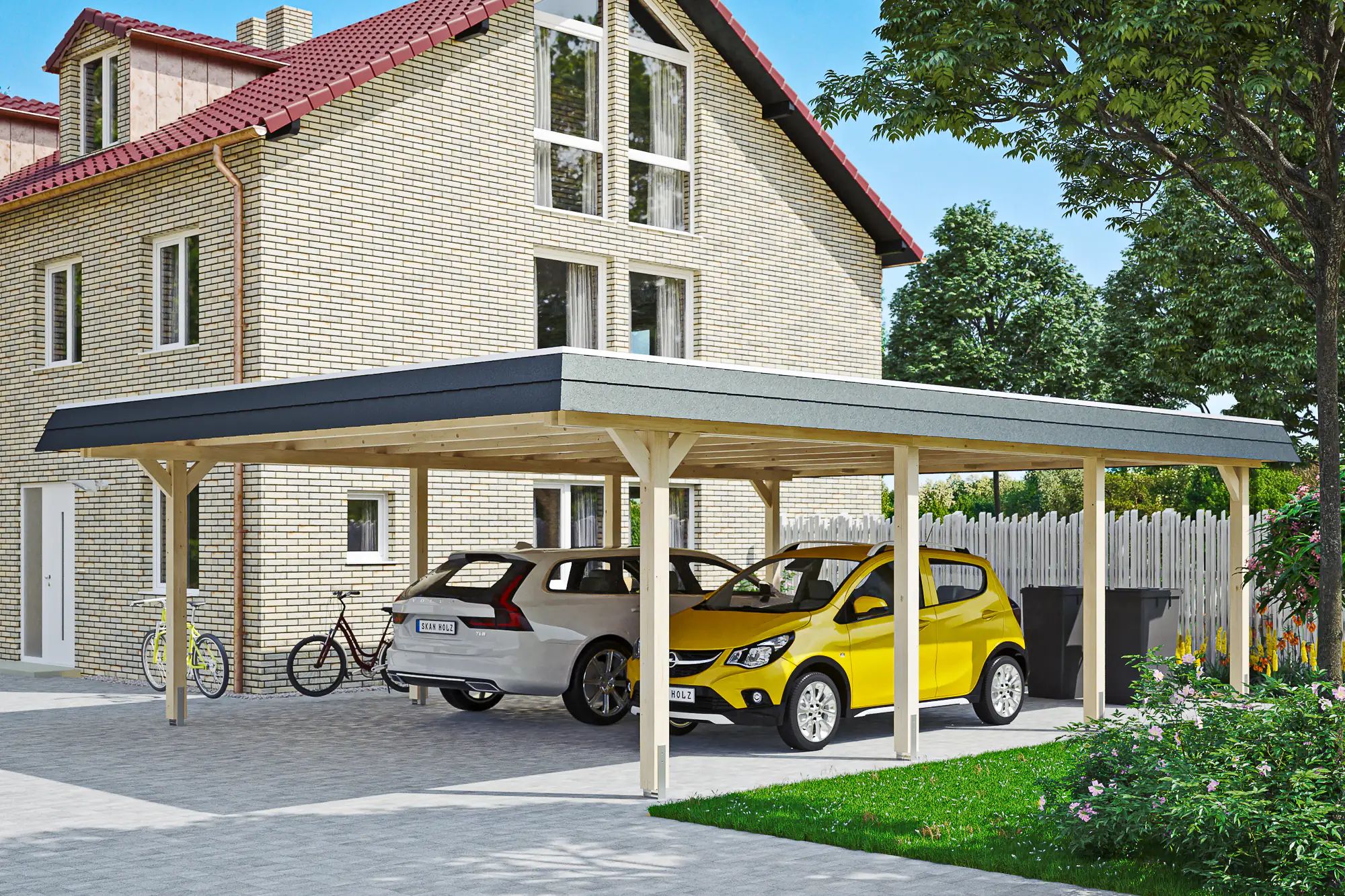 SKAN HOLZ Carport Wendland 630 x 879 cm mit Aluminiumdach, schwarze Blende