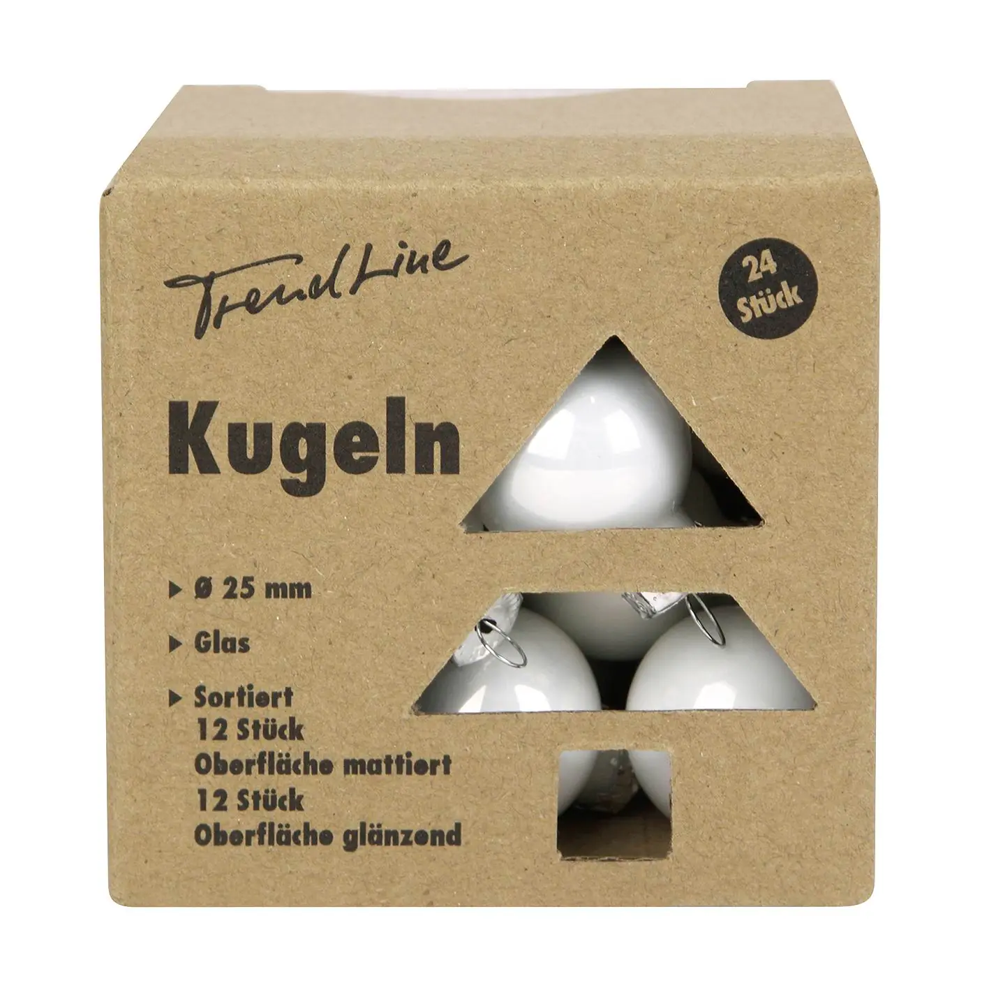 TrendLine Weihnachtskugeln aus Glas Ø 2,5 cm weiß 24 Stück