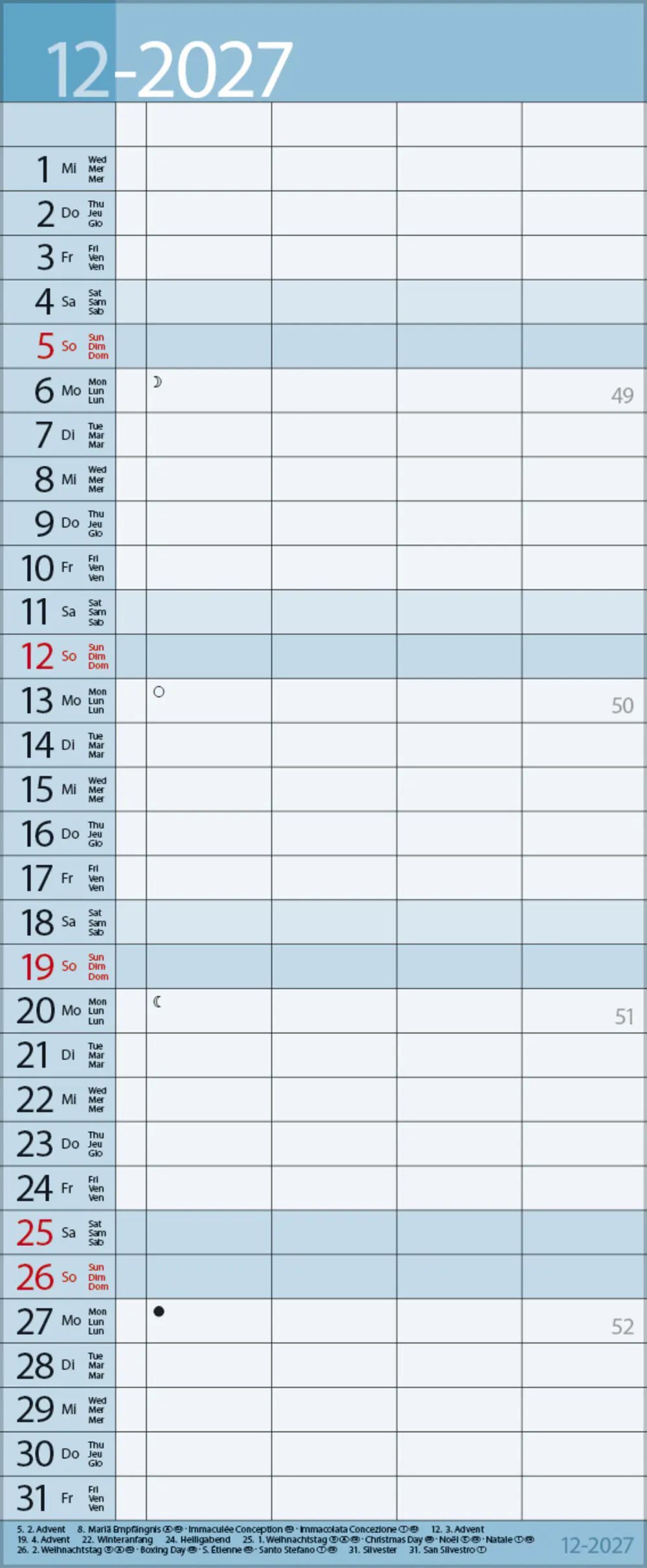 Korsch Kalender Family Timer Lifestyle 2027 