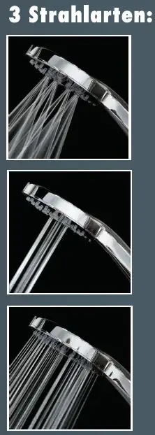 Primaster Handbrause 3 Strahlarten Water Splash chrom-weiß wassersparend Primaster Handbrause 3 Strahlarten Water Splash chrom-weiß wassersparend