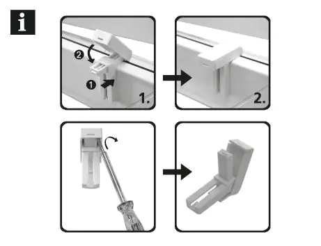Gardinia Klemmträger für Vitragestangen weiß, mit Haken, 2 Stück