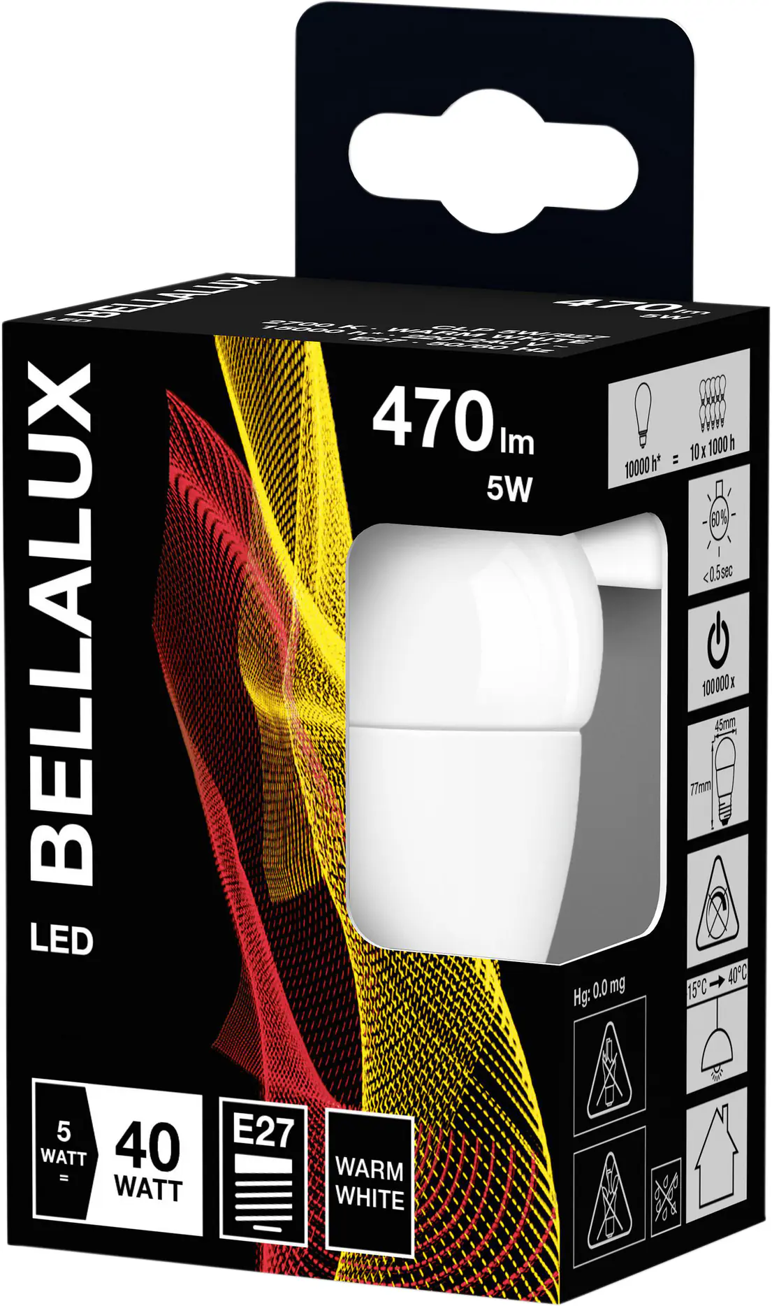 Bellalux LED Leuchtmittel Classic P40 27 5W warmweiß, weiß matt