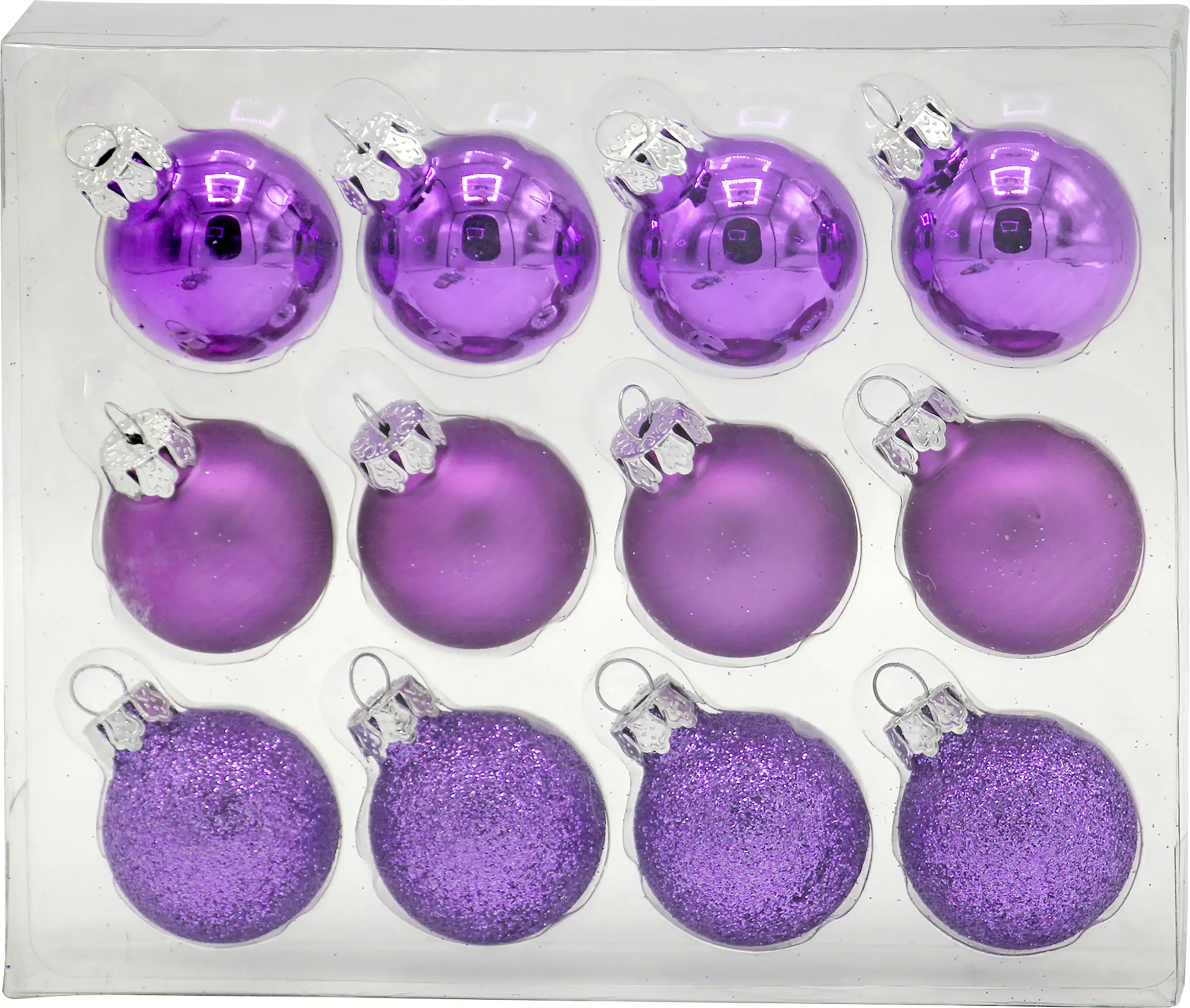 Weihnachtskugeln aus Glas Ø 3 cm lila 12 Stück