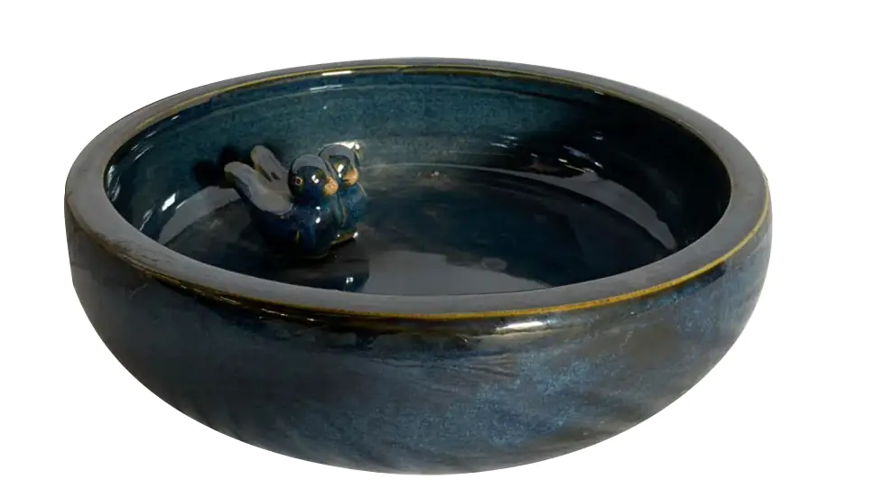 TrendLine Vogeltränke blau glasiert 24 x 24 x 5,5 cm