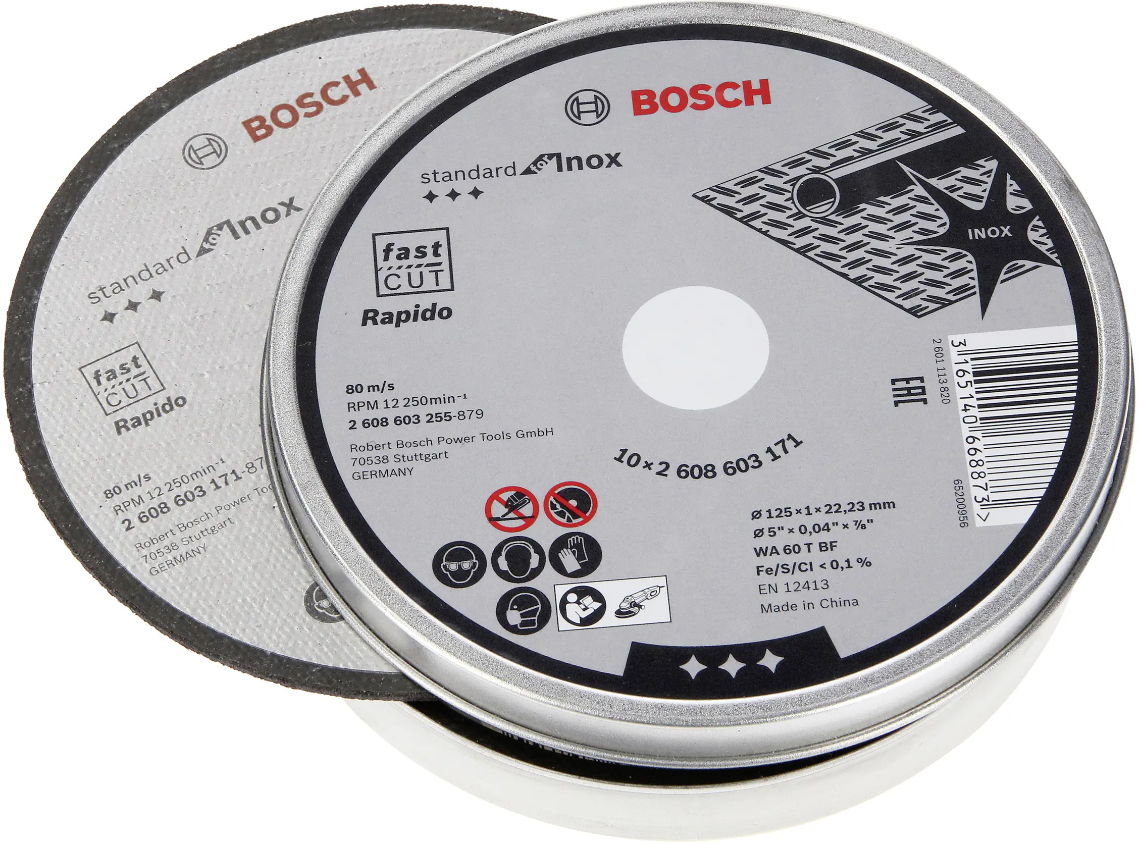 Bosch Trennscheiben Set 10-teilig Ø 125 x 22,23 mm Inox