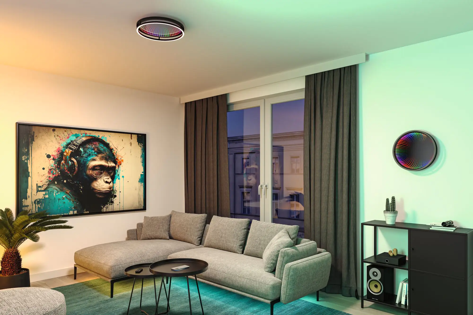 Paulmann LED Deckenleuchte Spaceglow One schwarz matt Ø 39 cm RGBW