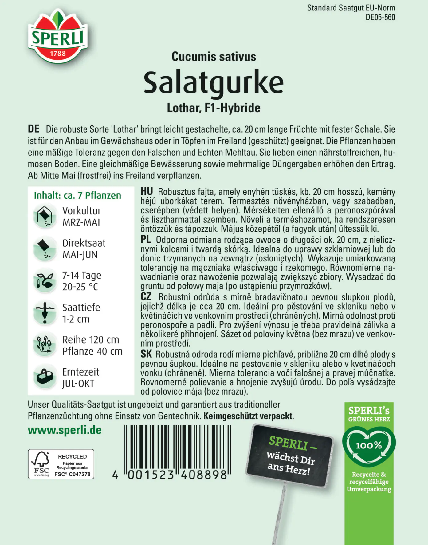 Sperli Salatgurke Lothar F1