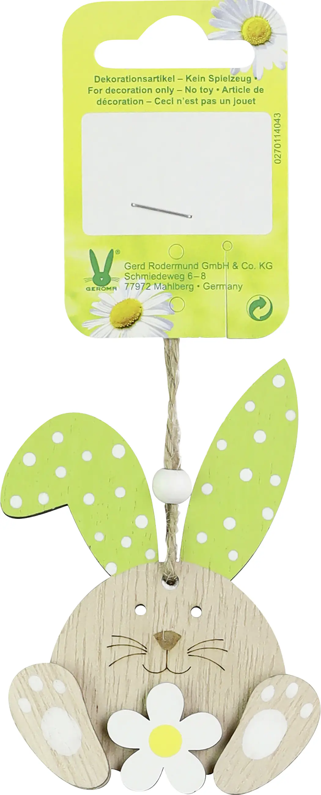 Osterdeko Anhänger Hase Holz 6,5 x 8,5 cm hellgrün