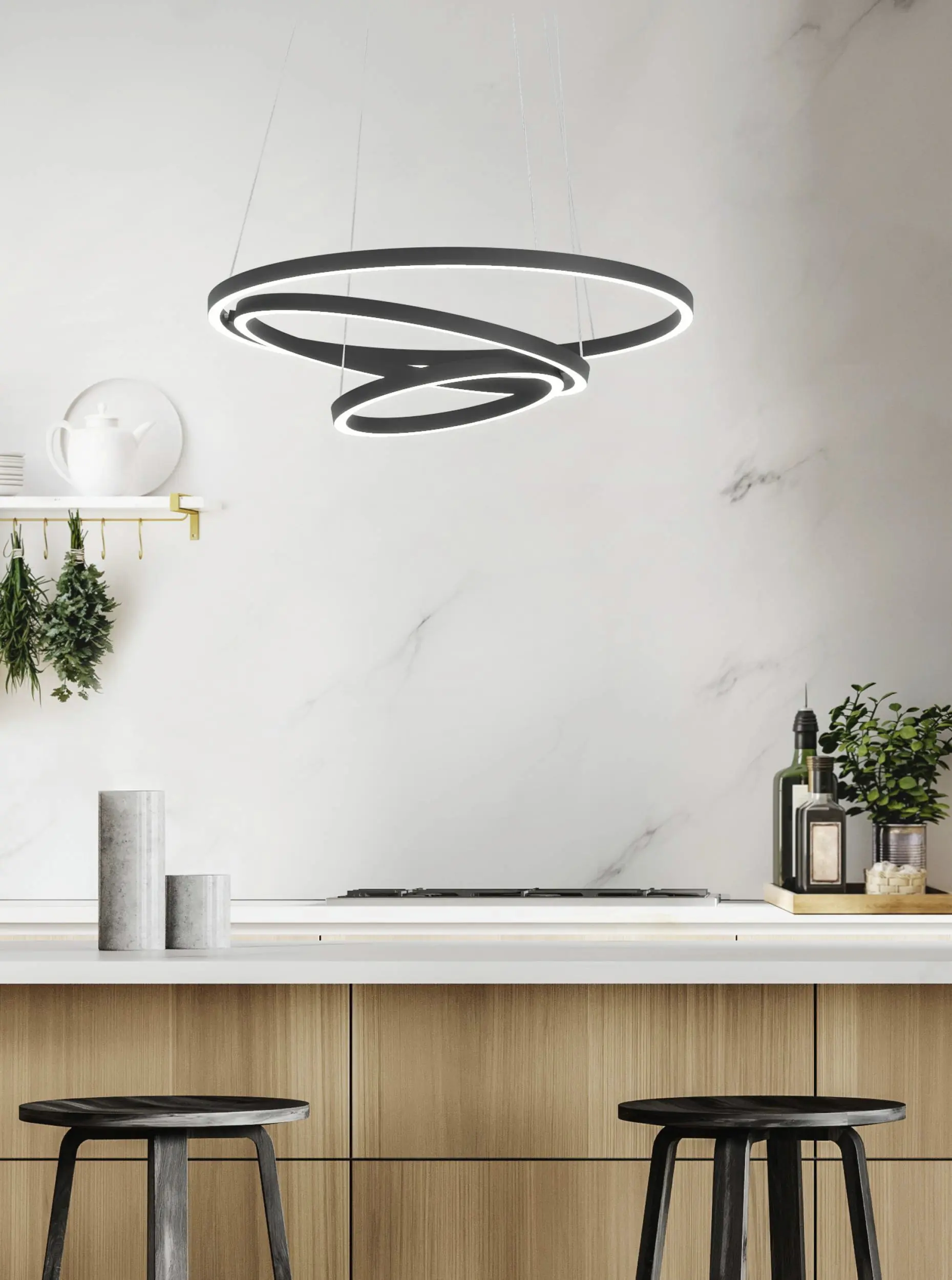 Eglo LED Pendelleuchte Lobinero-Z schwarz Ø 58 x 110 cm warmweiß-kaltweiß dimmbar