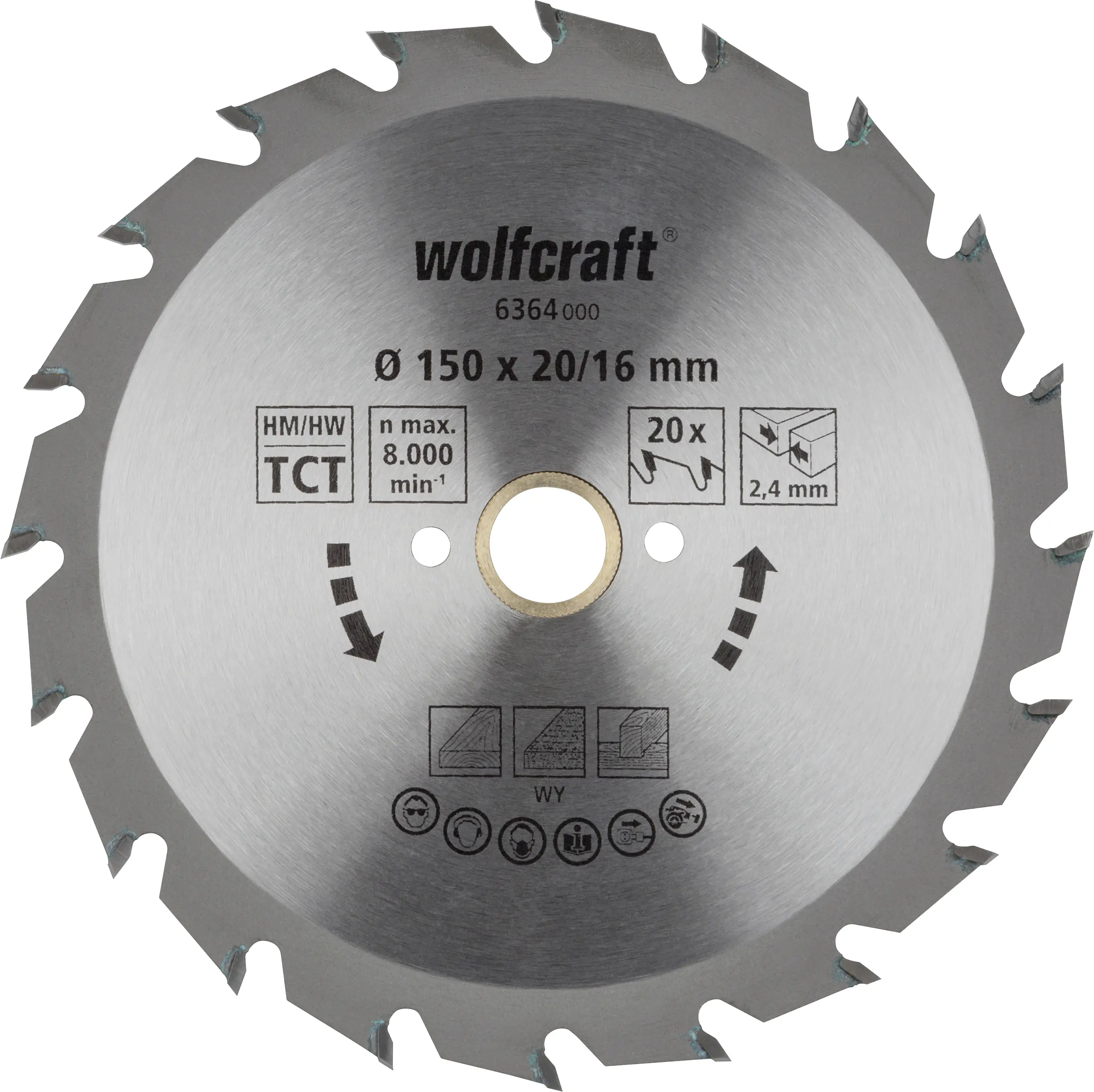 Wolfcraft Kreissägeblatt Ø 150 mm Bohrung Ø 20 mm 20 Zähne