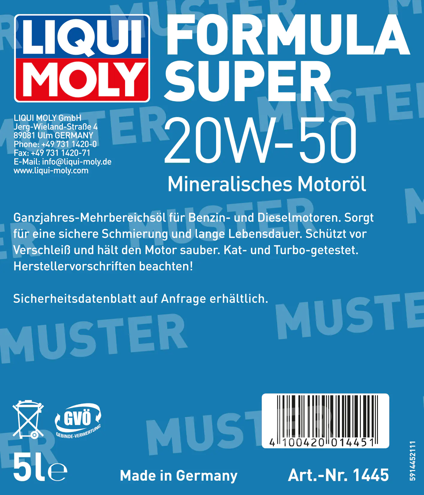 Liqui Moly Motoröl Formula Super 20W-50 5 L