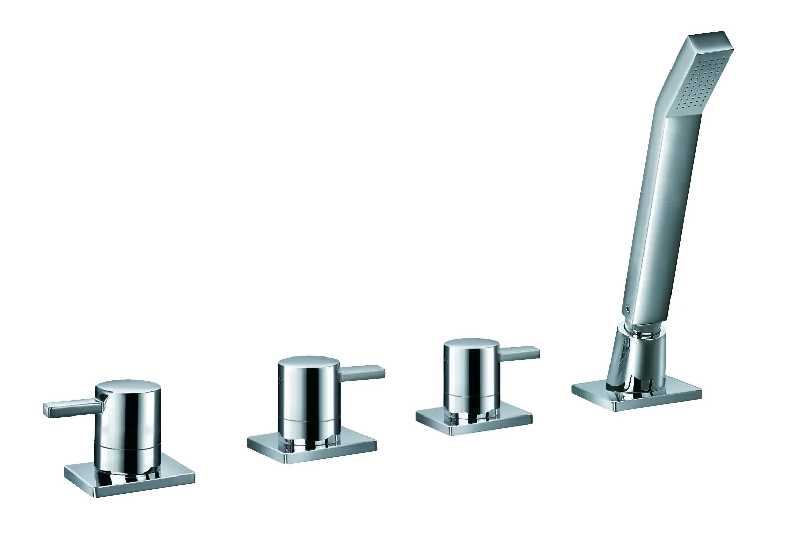 Ottofond Wannenrandarmatur 4-Loch eckig, mit Umsteller für Wassereinlaufgarnitur