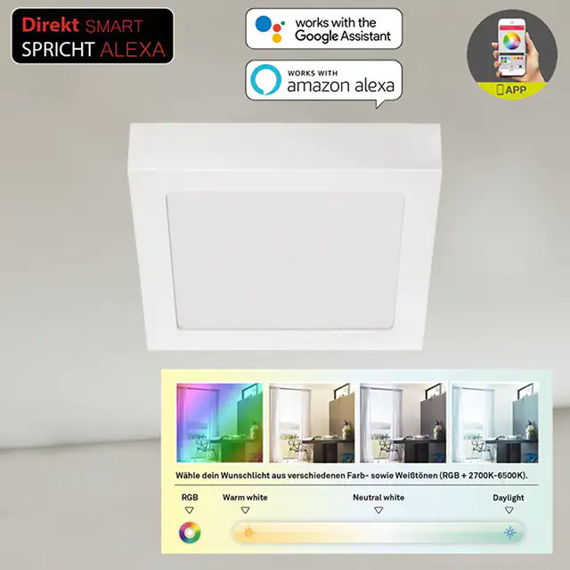 Telefunken LED Aufbauleuchte Direkt Smart WiFi weiß