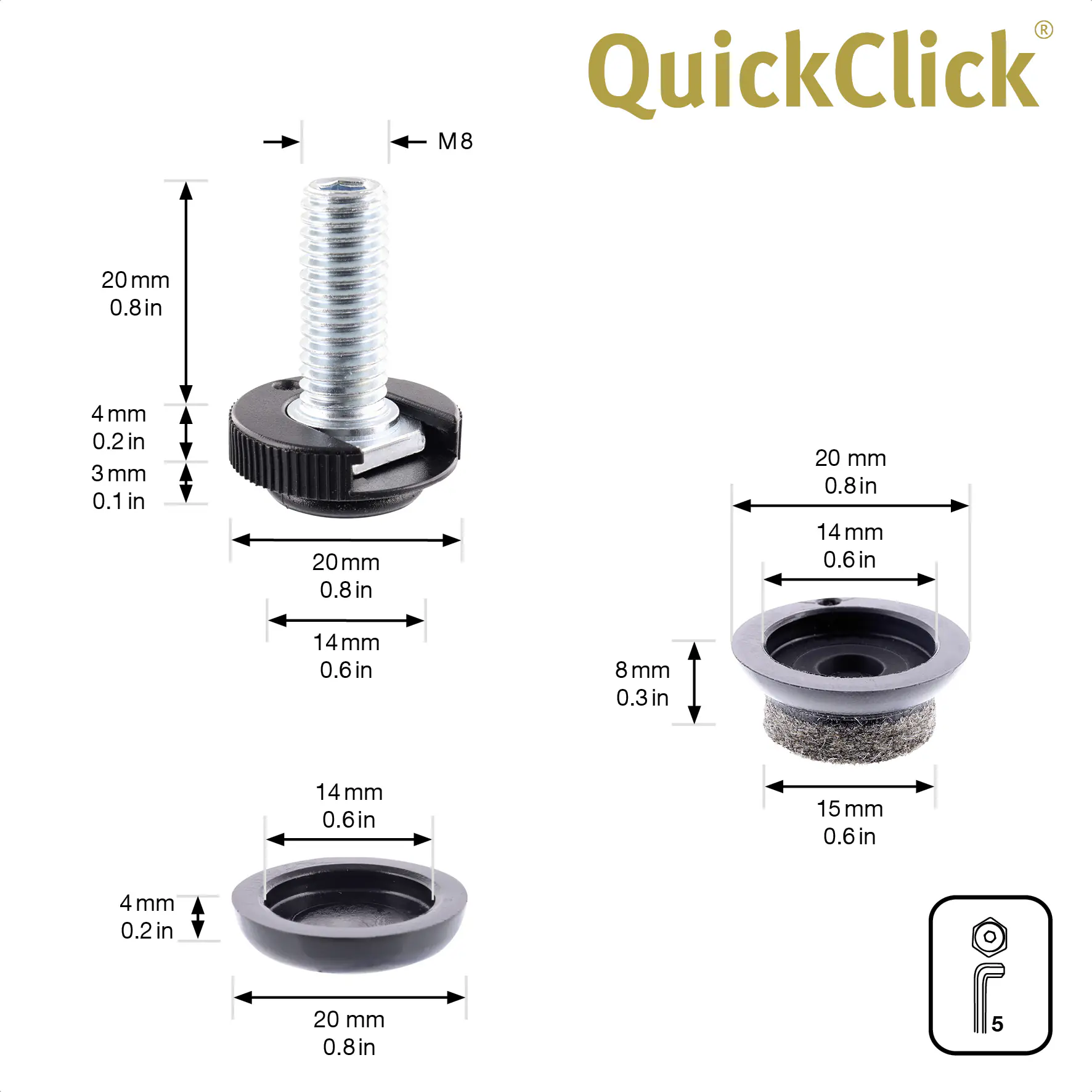 Wagner Möbelfuß Justus Slim Kunststoff Ø 2 x 2 cm schwarz 4 Stück