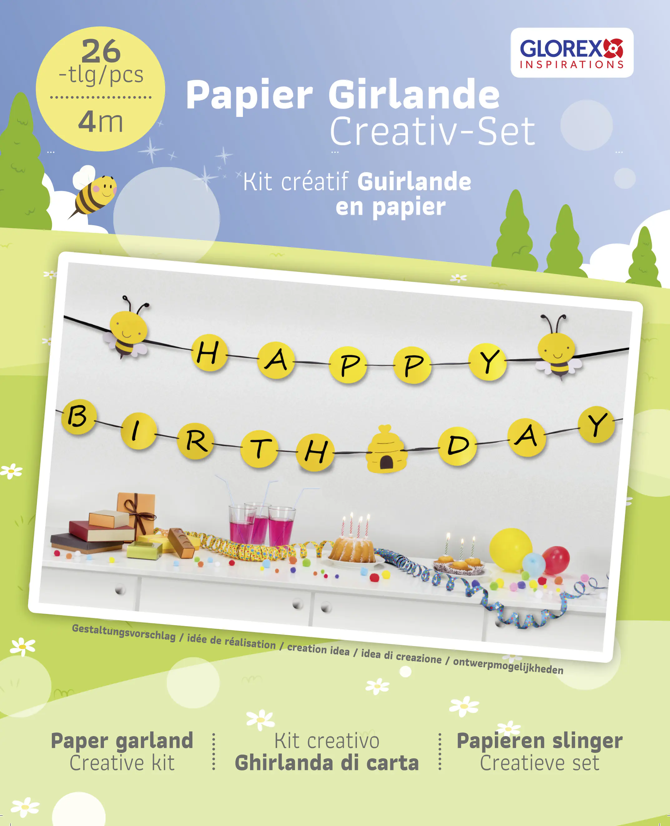 Glorex Papier Girlande Biene 4 m