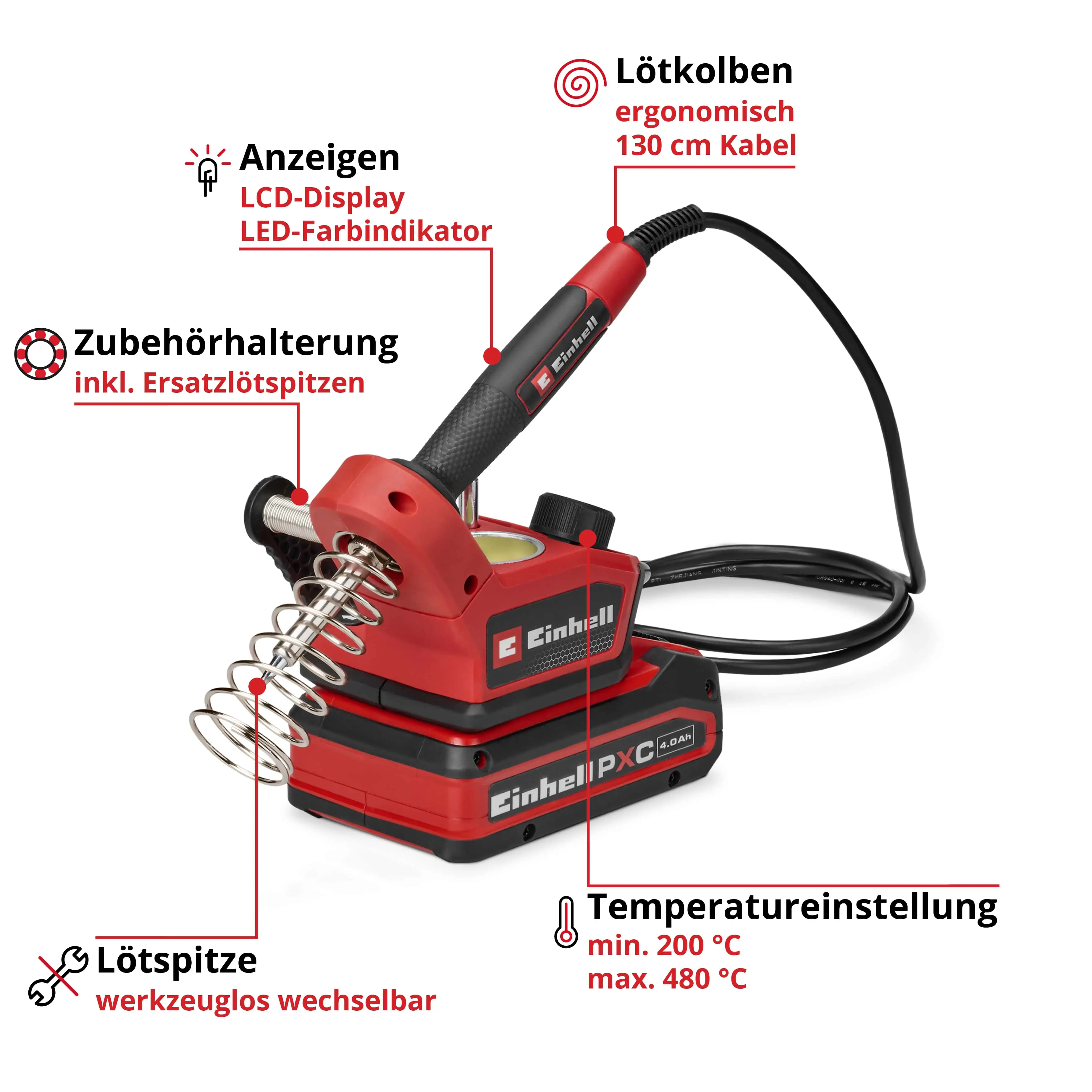 Einhell Expert Akku-Lötkolben TE-SI 18/480 Li E Solo