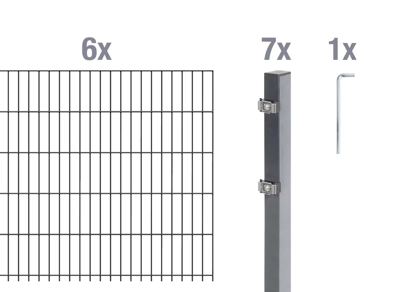 Alberts Doppelstabmatten-Grundset 12 m 200 x 120 cm 6/5/6 anthrazit