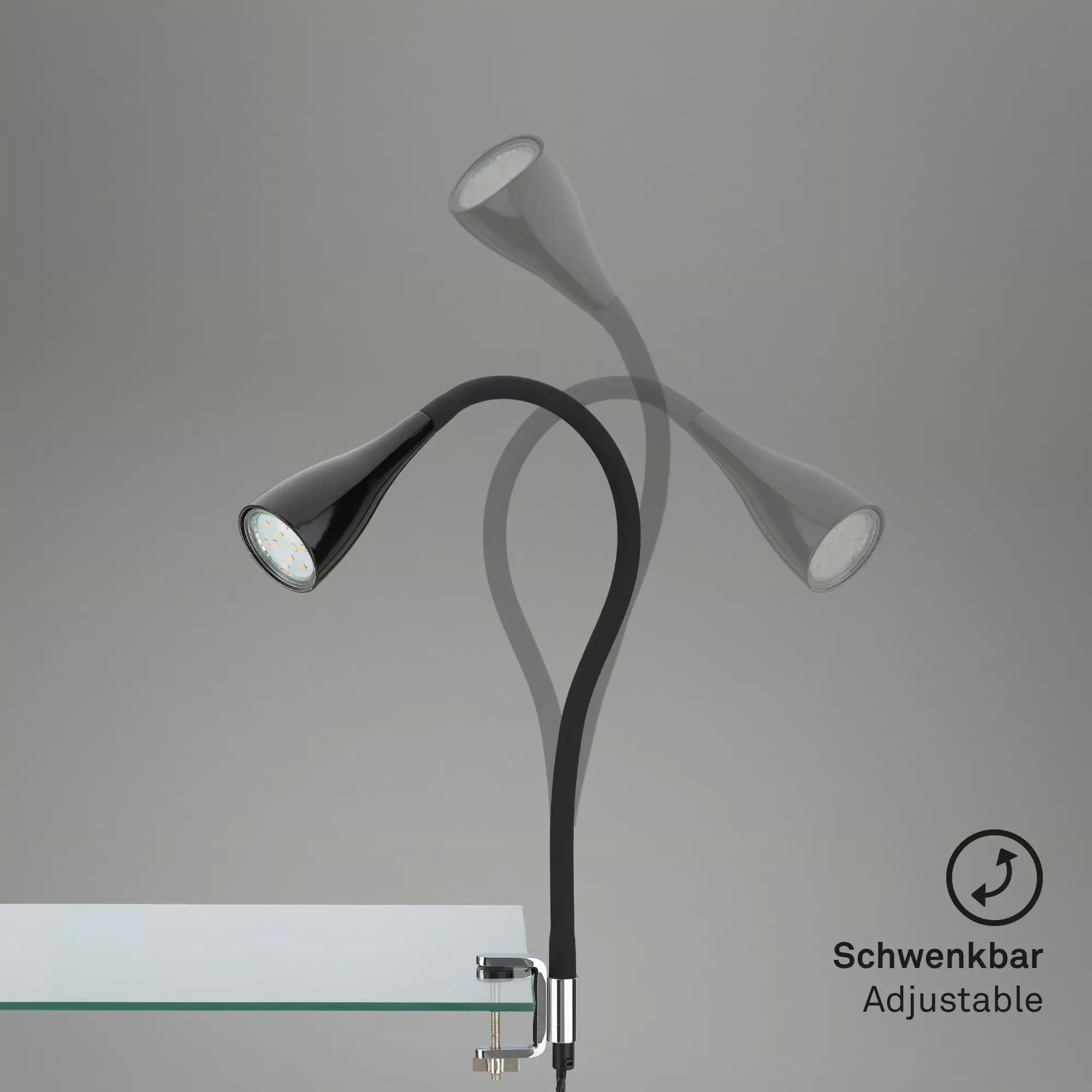 Briloner LED Klemmleuchte Elasti GU10, schwarz, warmweiß