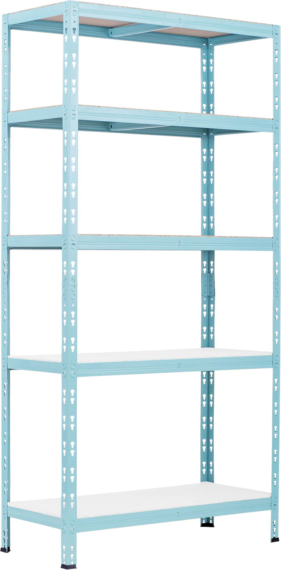 Schwerlastregal Stahl 180 x 90 x 40 cm 5 Holzböden 600 kg hellblau