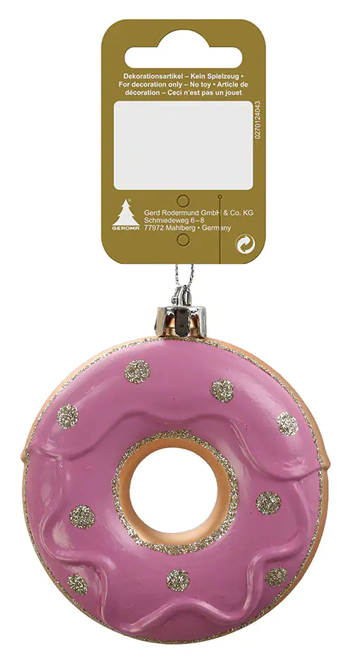 Weihnachtsanhänger Donut rosa aus Kunststoff Ø 8 cm Weihnachtsanhänger Donut rosa aus Kunststoff Ø 8 cm