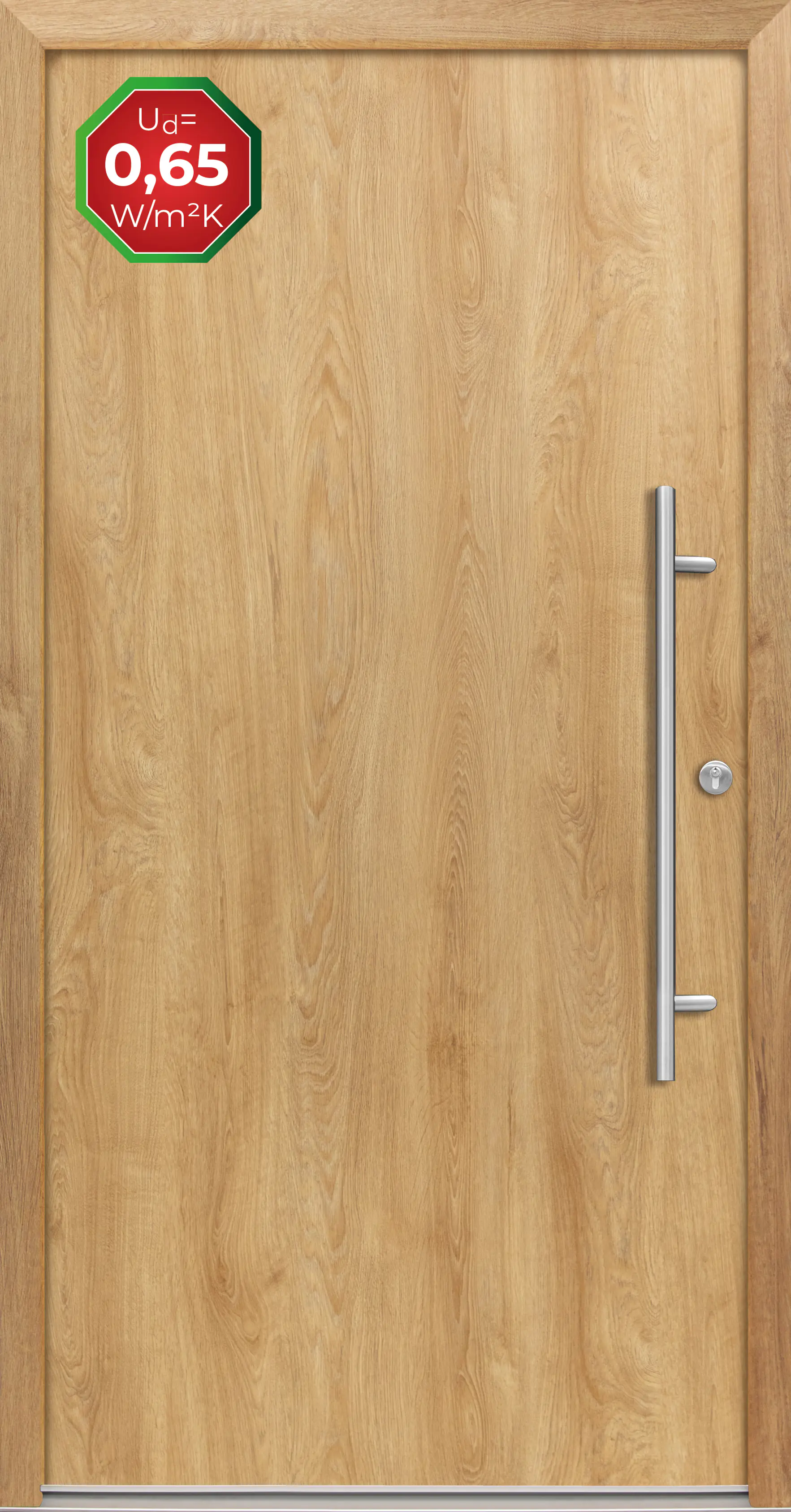 Splendoor Haustür Passivedoor Premium B05 Eiche Natur DIN Rechts 100 x 210 cm