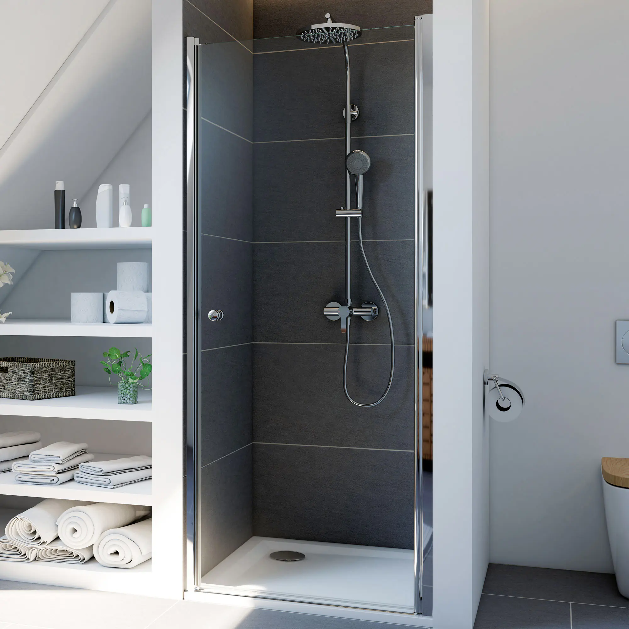 Breuer Elana 6 Drehtür Nische 100 x 200 cm Alu matt Klarglas CER+