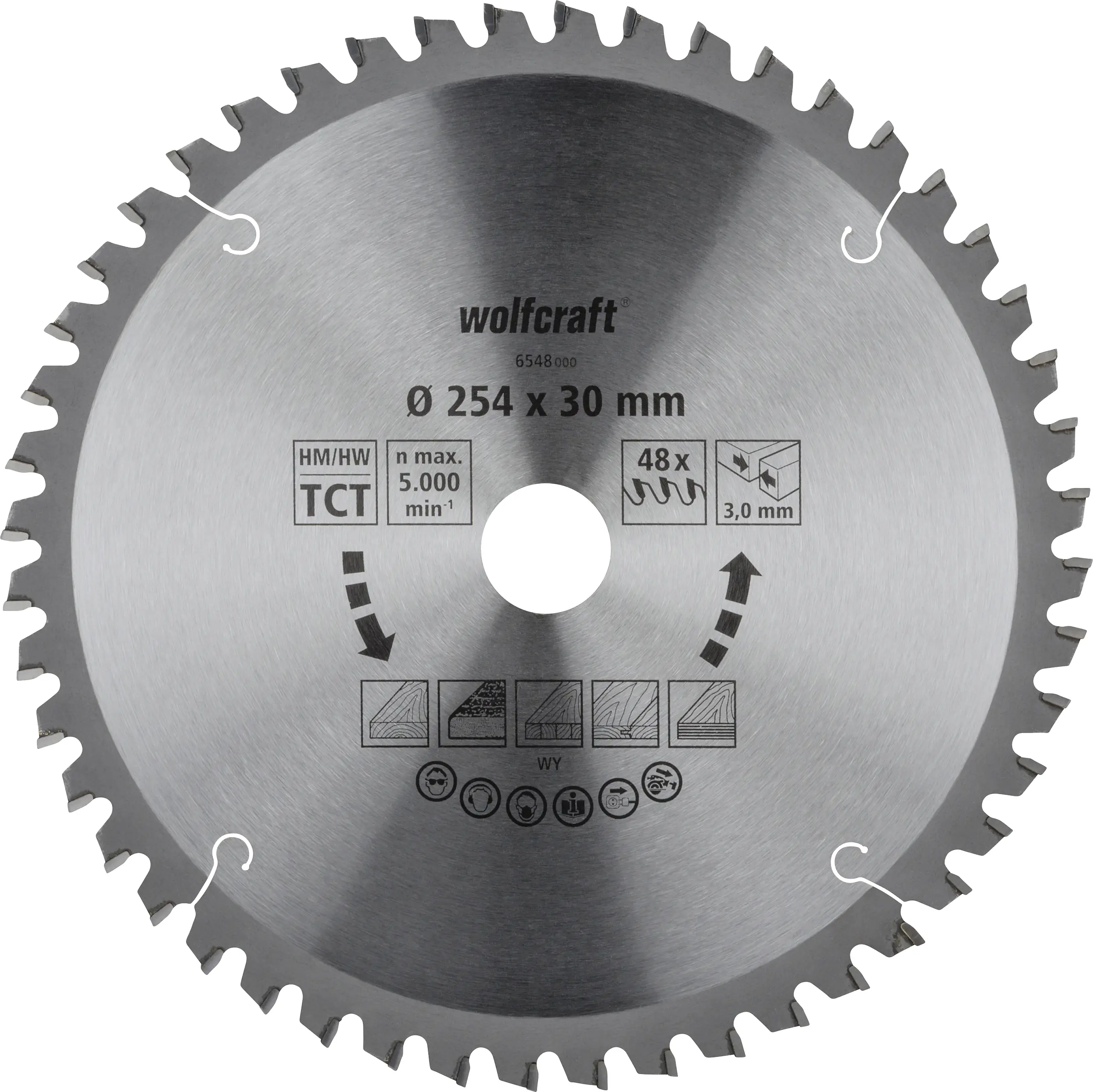 Wolfcraft Kreissägeblatt Ø 254 mm Bohrung Ø 30 mm 48 Zähne Wolfcraft Kreissägeblatt Ø 254 mm Bohrung Ø 30 mm 48 Zähne