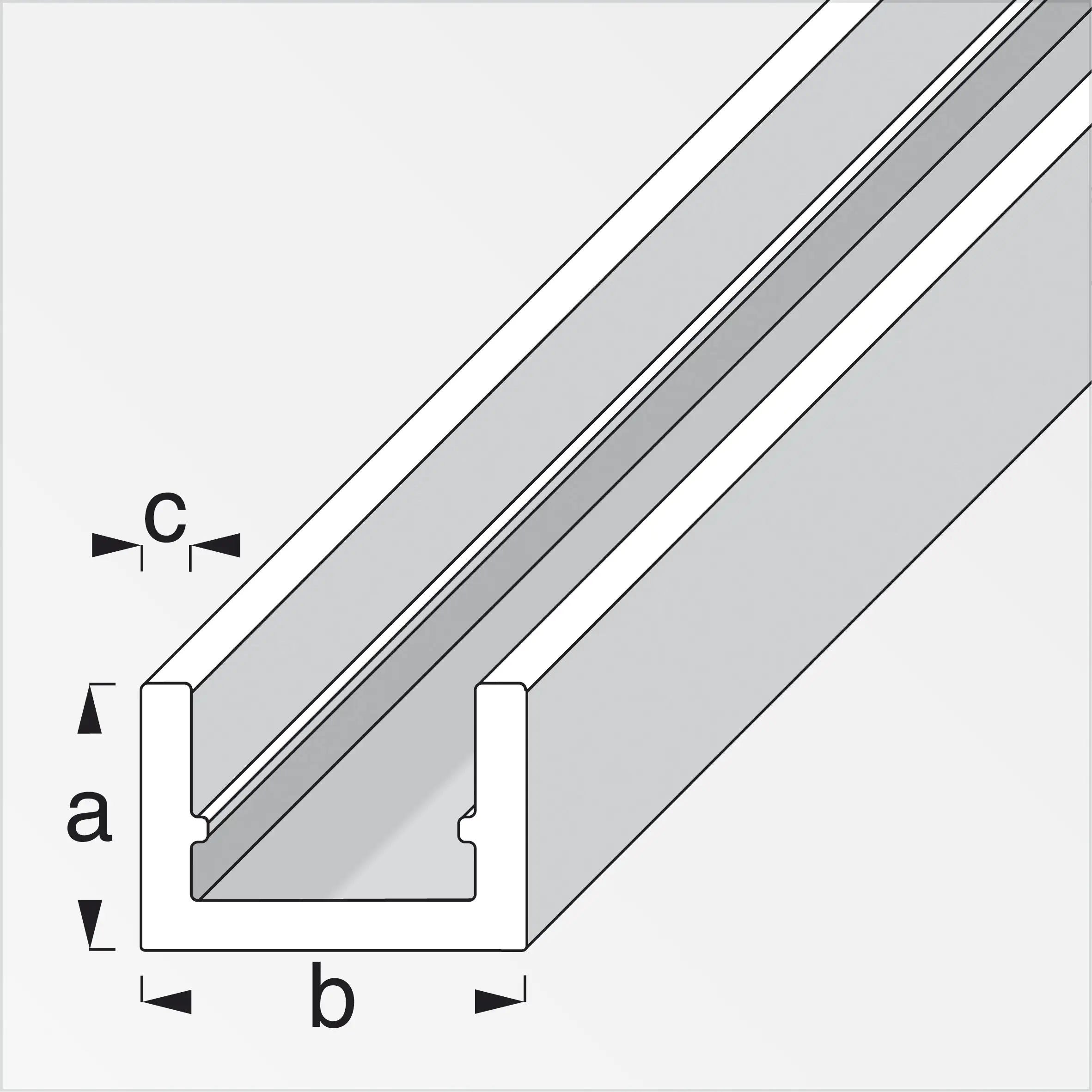 alfer U-Profil 2 m, 10 x 16.5 x 1.5 mm Aluminium eloxiert silber