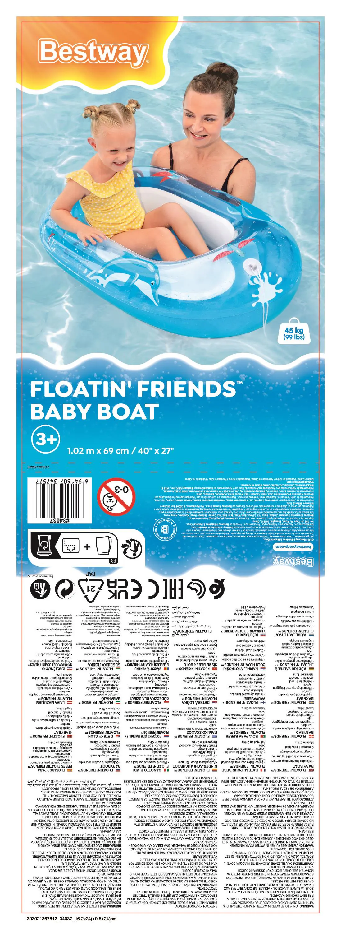 Bestway Kinder-Schlauchboot Floating Friends 102 x 69 cm