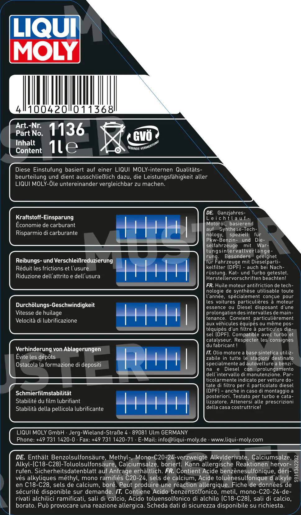 Liqui Moly Motoröl Longtime High Tech SAE 5W-30 1 L