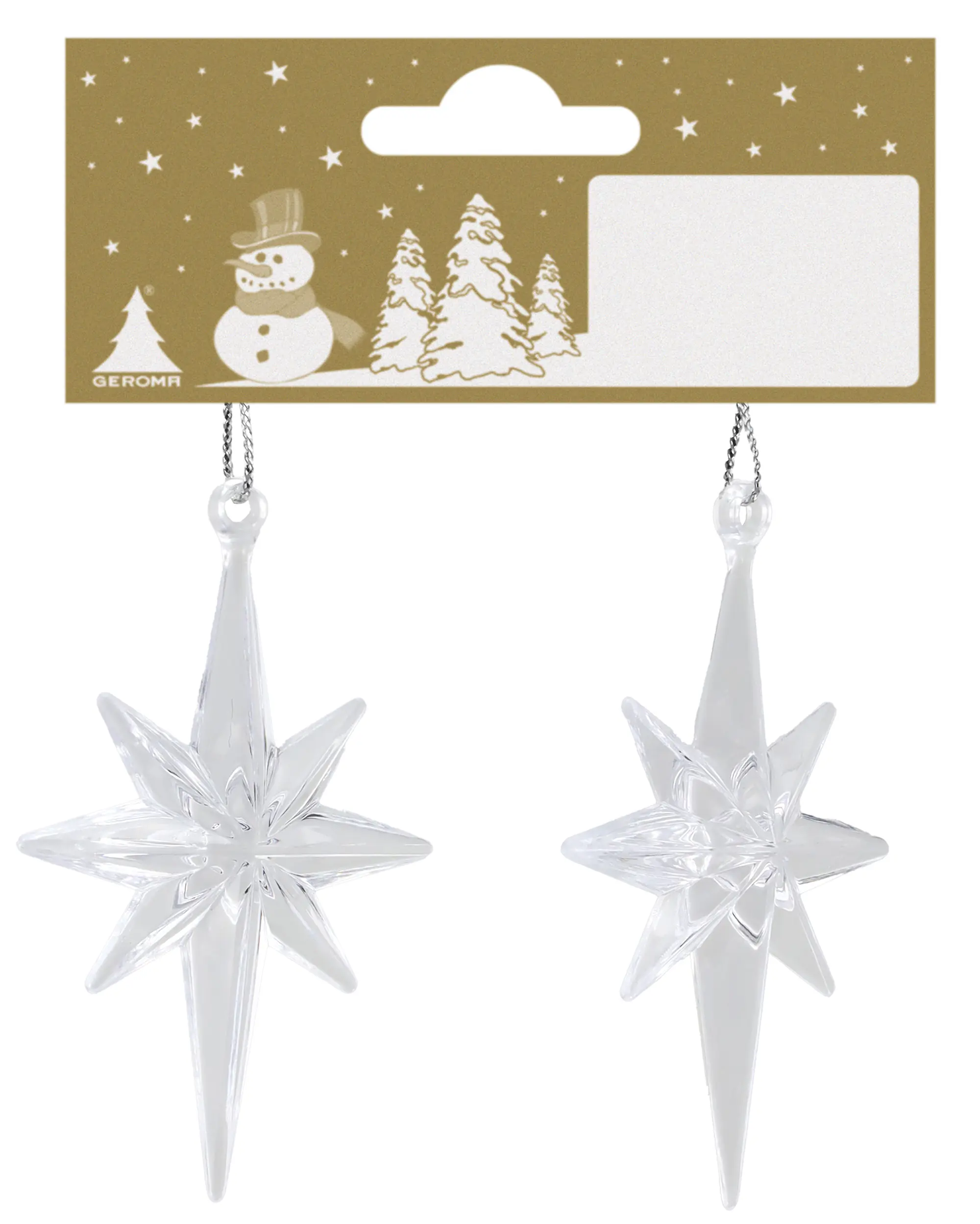 Weihnachtsanhänger Stern aus Kunststoff 8 x 5 cm transparent - 2 Stück