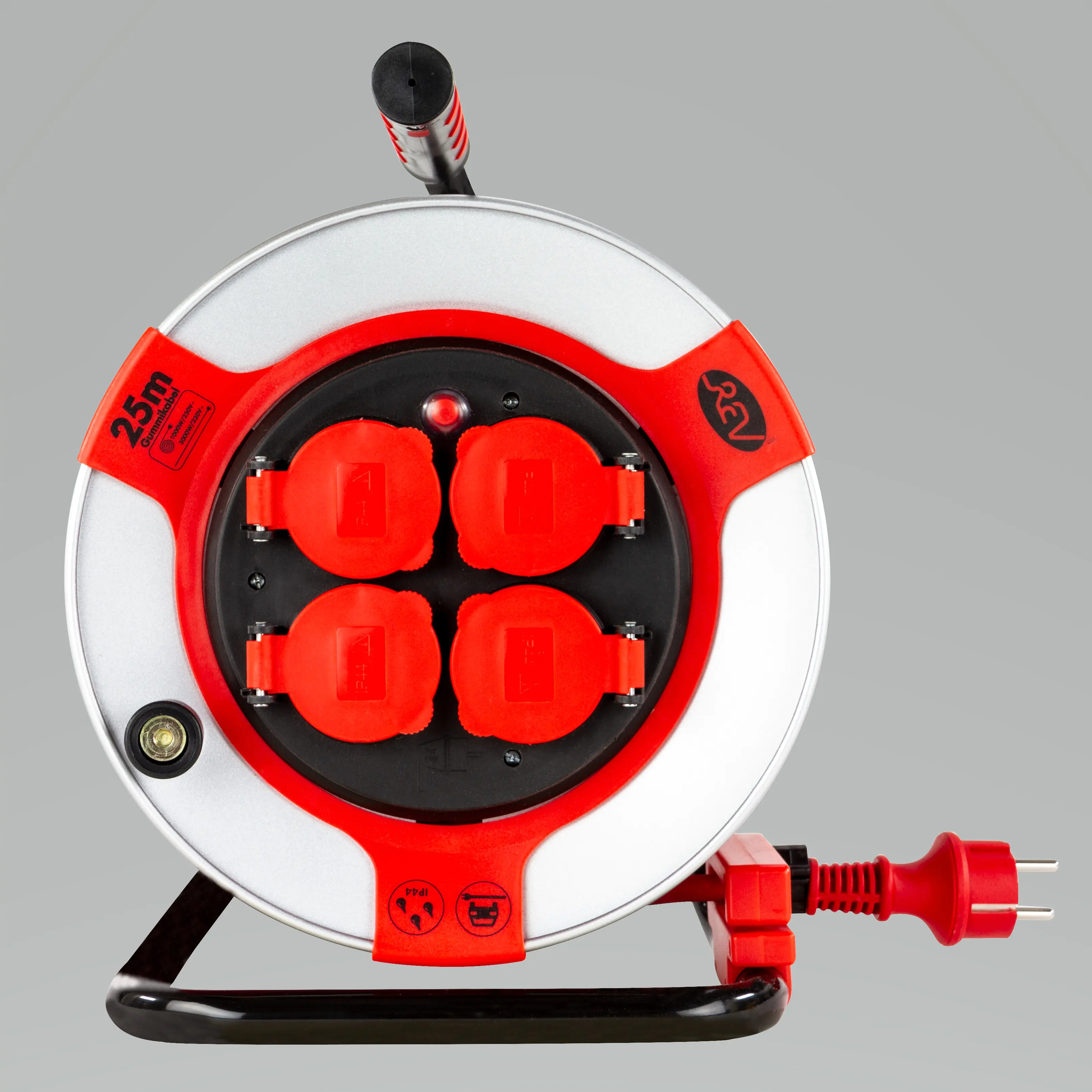 REV Kabeltrommel 25m H07RN-F 3G 1,5 mm² Stahl schwarz rot REV Kabeltrommel 25m H07RN-F 3G 1,5 mm² Stahl schwarz rot