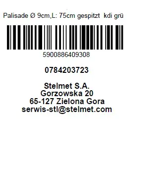 Palisade Ø 9 cm, Länge 75 cm, kesseldruckimprägniert Palisade Ø 9 cm, Länge 75 cm, kesseldruckimprägniert