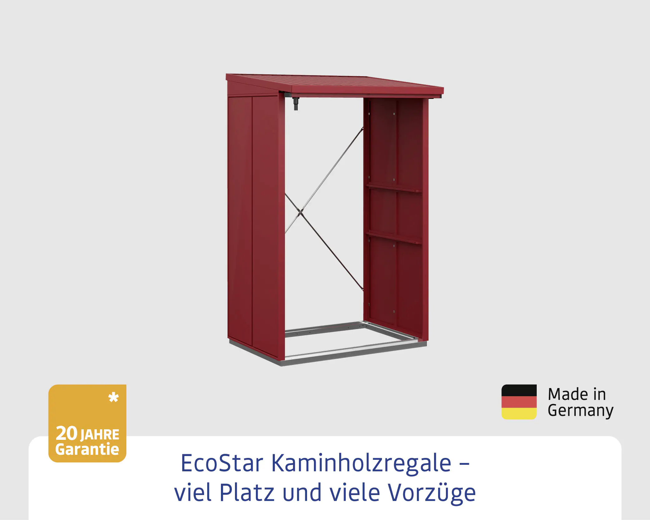 Ecostar Kaminholzregal Elegant-V Typ 1, purpurrot, mit Verstrebung