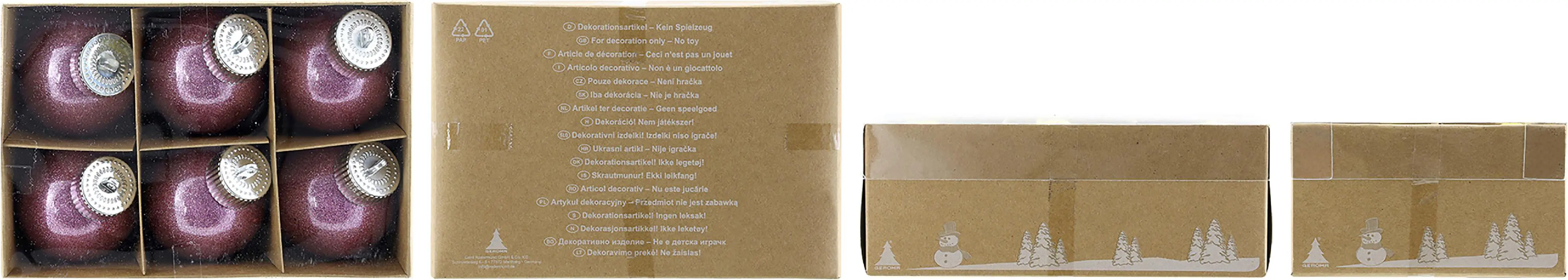 Weihnachtskugeln aus Kunststoff Ø 6 cm rosa 6 Stück