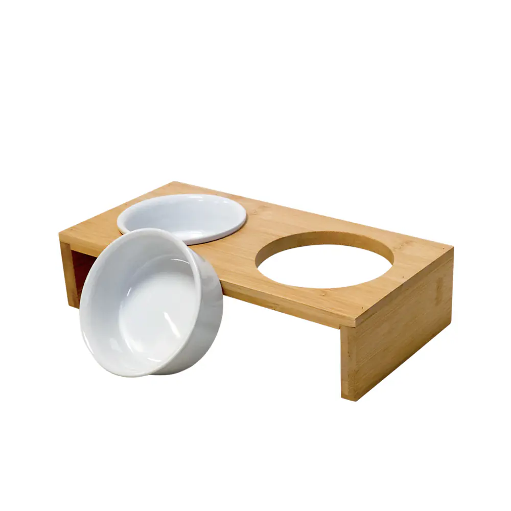 Nobby Futterbar Ilus aus Bambusholz mit 2 Keramiknäpfen à 150 ml Nobby Futterbar Ilus aus Bambusholz mit 2 Keramiknäpfen à 150 ml