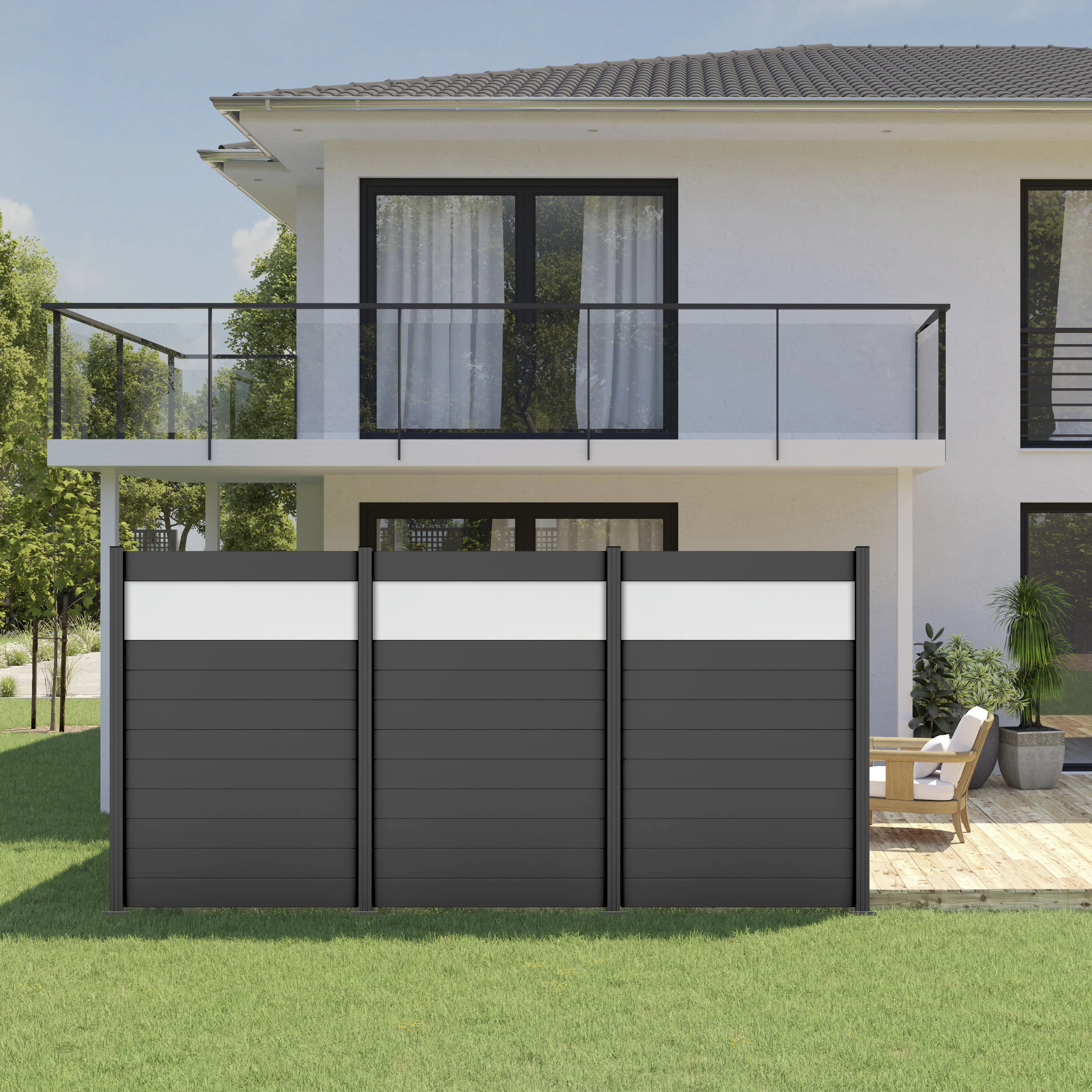 Ambiente Alu-Zaun Erweiterungsset Paneel 150 anthrazit 187 x 124,2 cm  