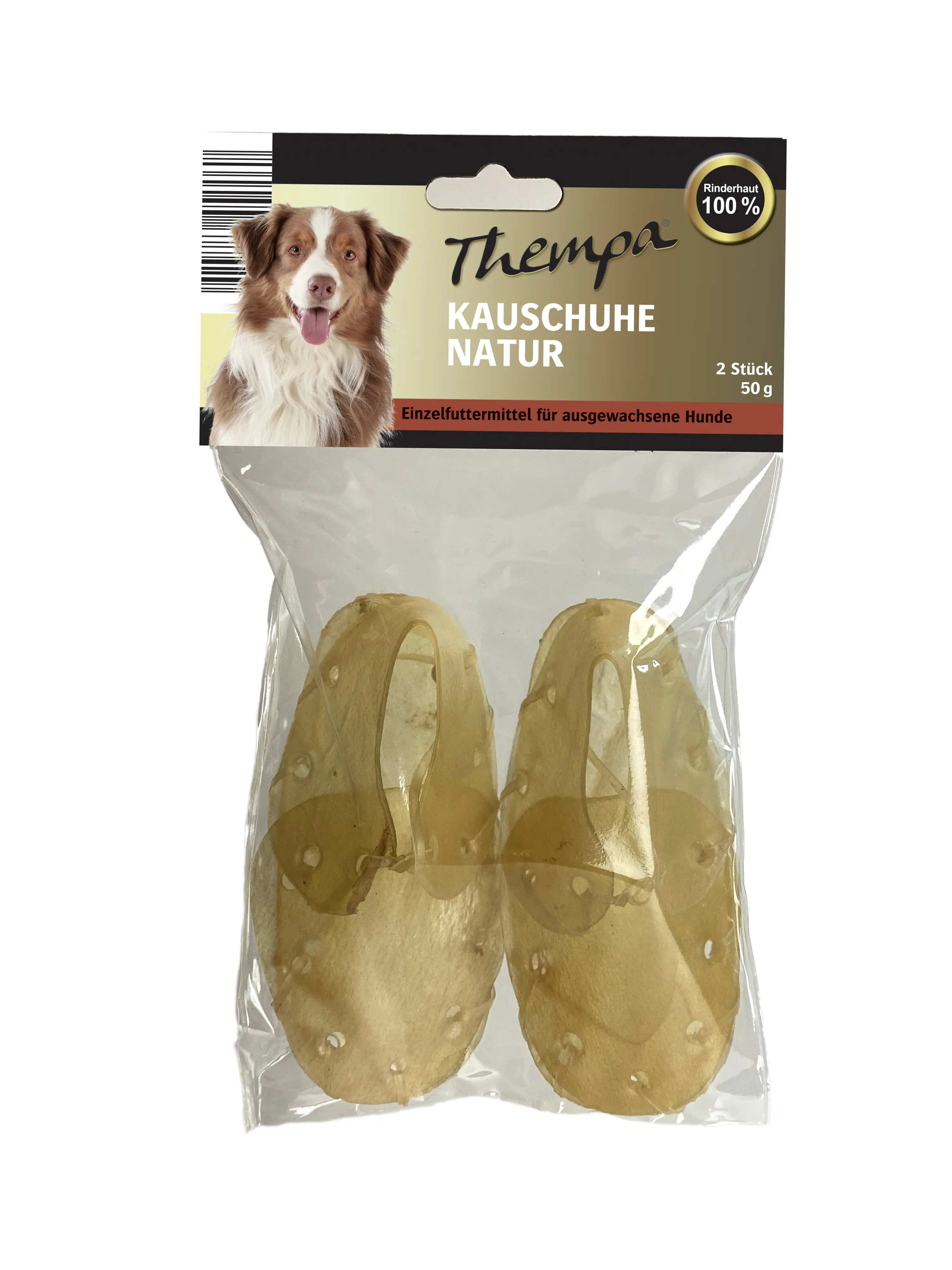 Thempa Hundesnack Adult Kauschuhe natur 50 g Rind Thempa Hundesnack Adult Kauschuhe natur 50 g Rind