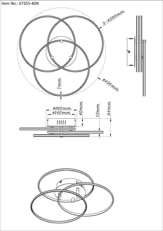 Globo Deckenleuchte Kombos Ø 45,6 x 9,4 cm nickel warmweiß