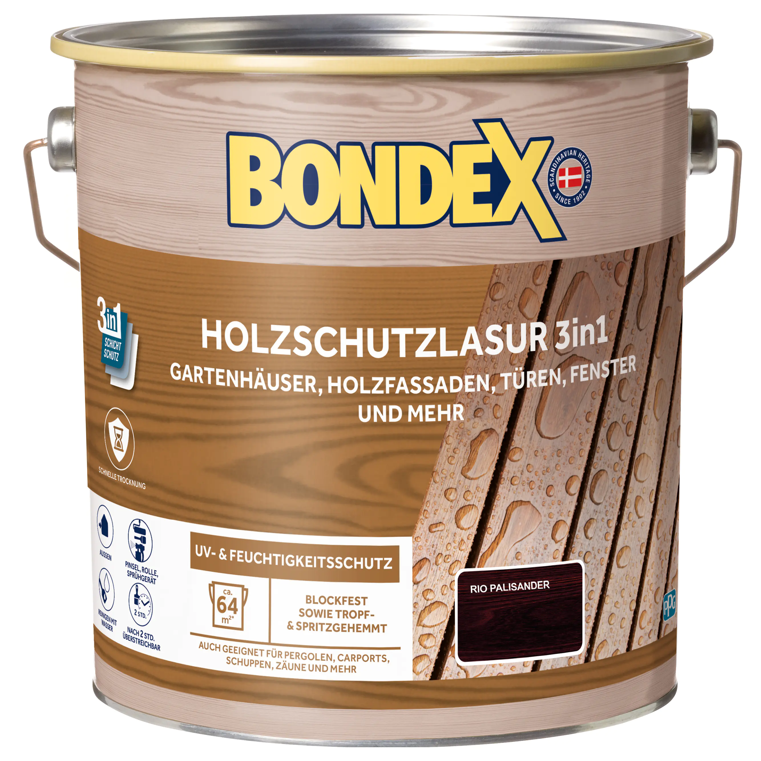 Bondex Holzschutzlasur 3in1 4 L rio-palisander Bondex Holzschutzlasur 3in1 4 L rio-palisander
