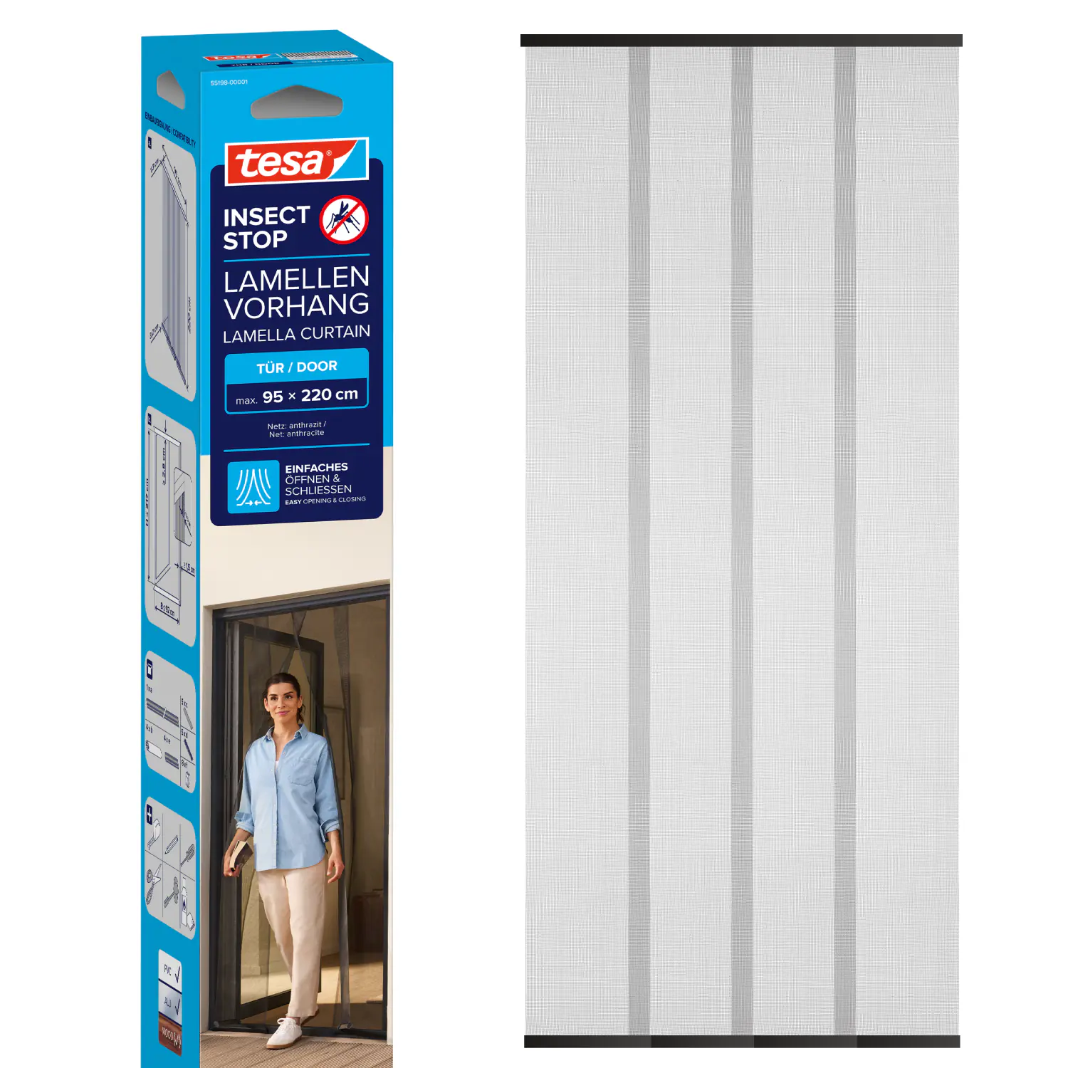tesa Insektenschutz-Lamellenvorhang Standard 95 m x 220 cm schwarz