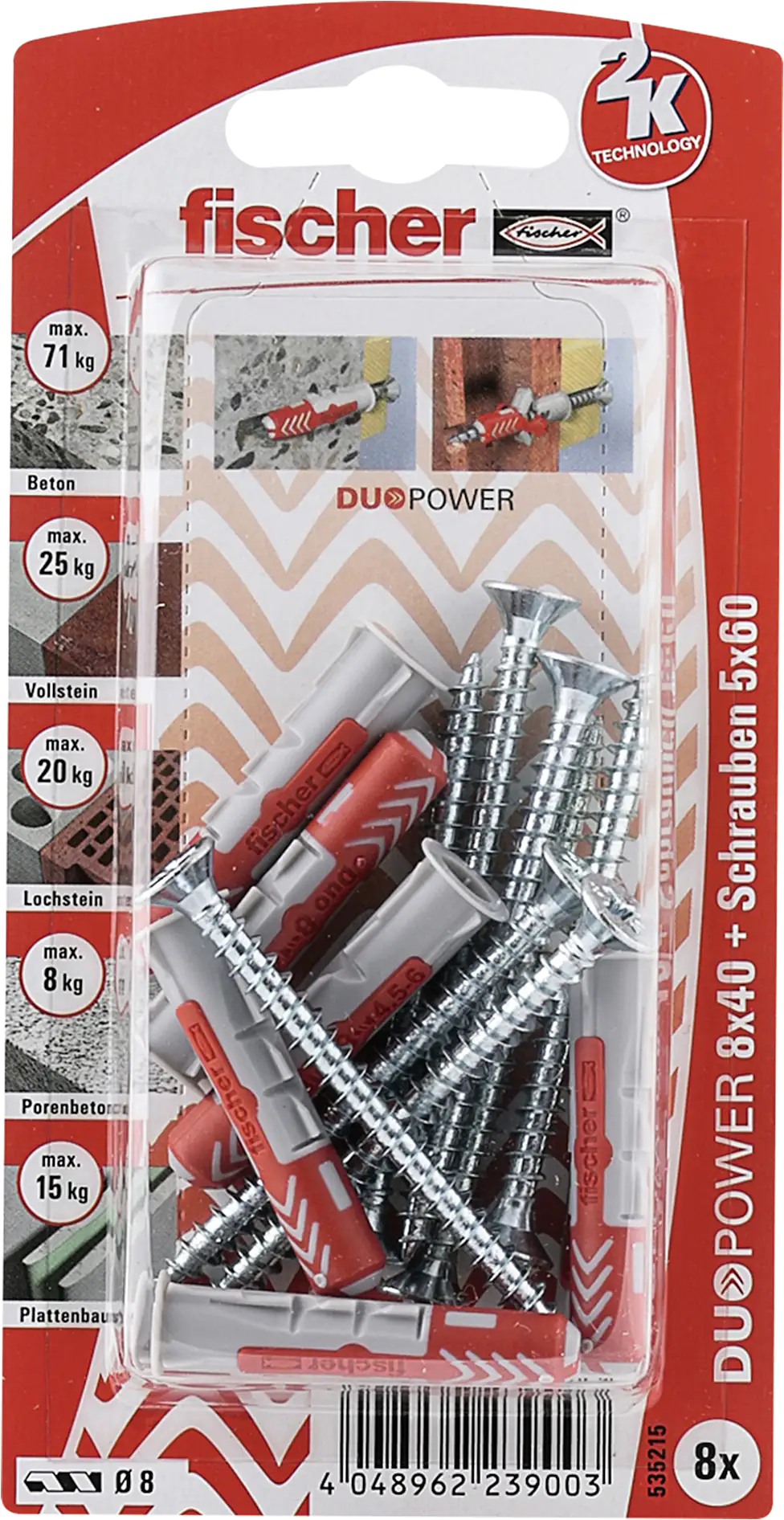 Fischer Dübel Duopower Fischer Dübel-Set Duopower 8.0 x 40 mm - 8 Stück