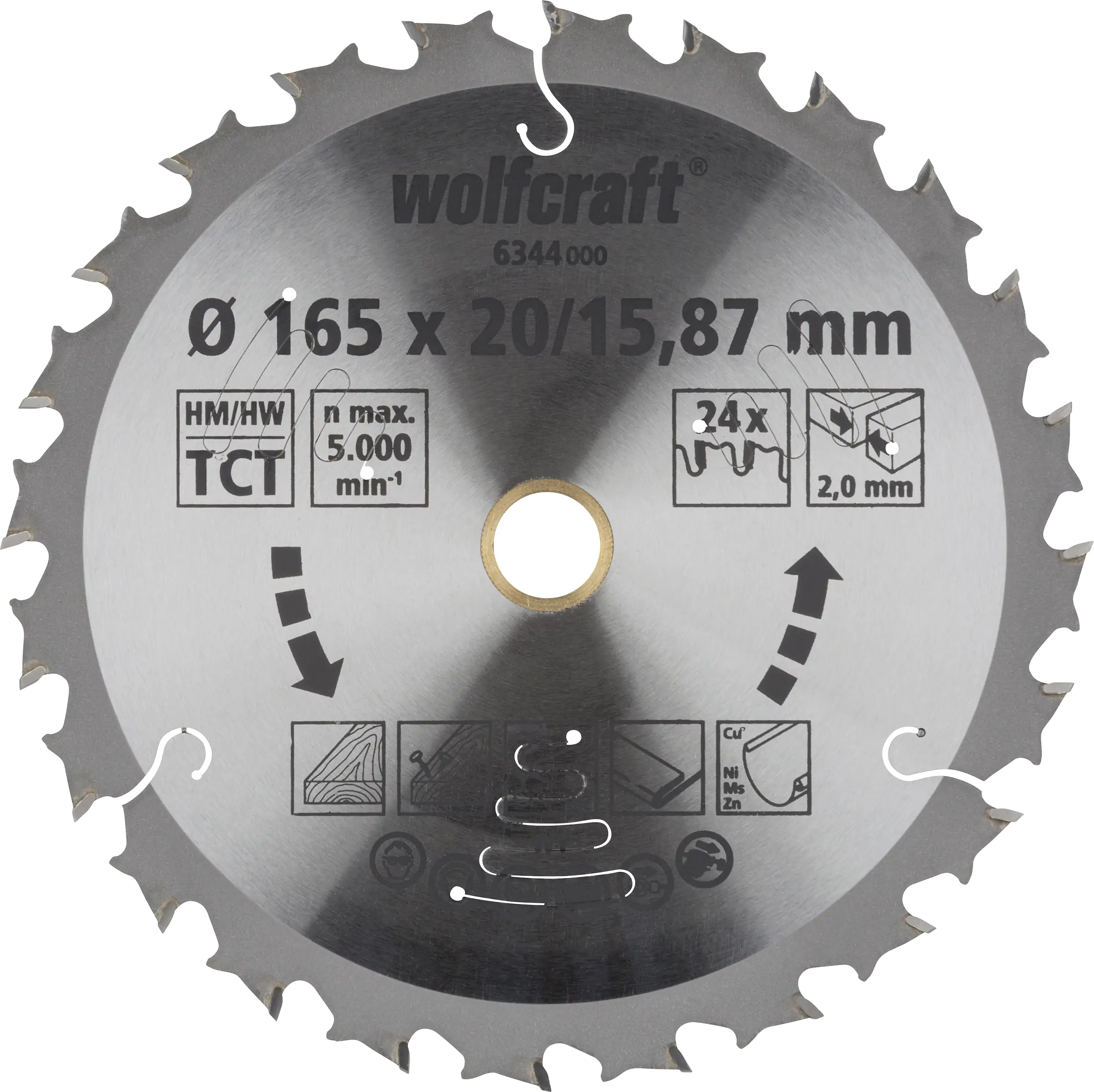 Wolfcraft Kreissägeblatt Ø 165 mm Bohrung Ø 20 mm 24 Zähne Wolfcraft Kreissägeblatt Ø 165 mm Bohrung Ø 20 mm 24 Zähne