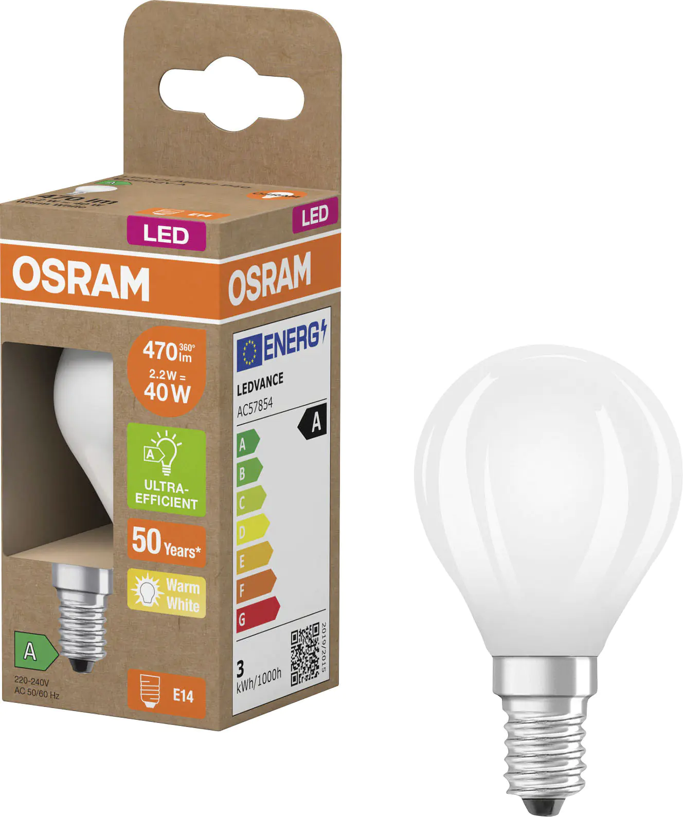 Osram LED Leuchtmittel Classic E14 P40 8 x 4,5 cm warmweiß
