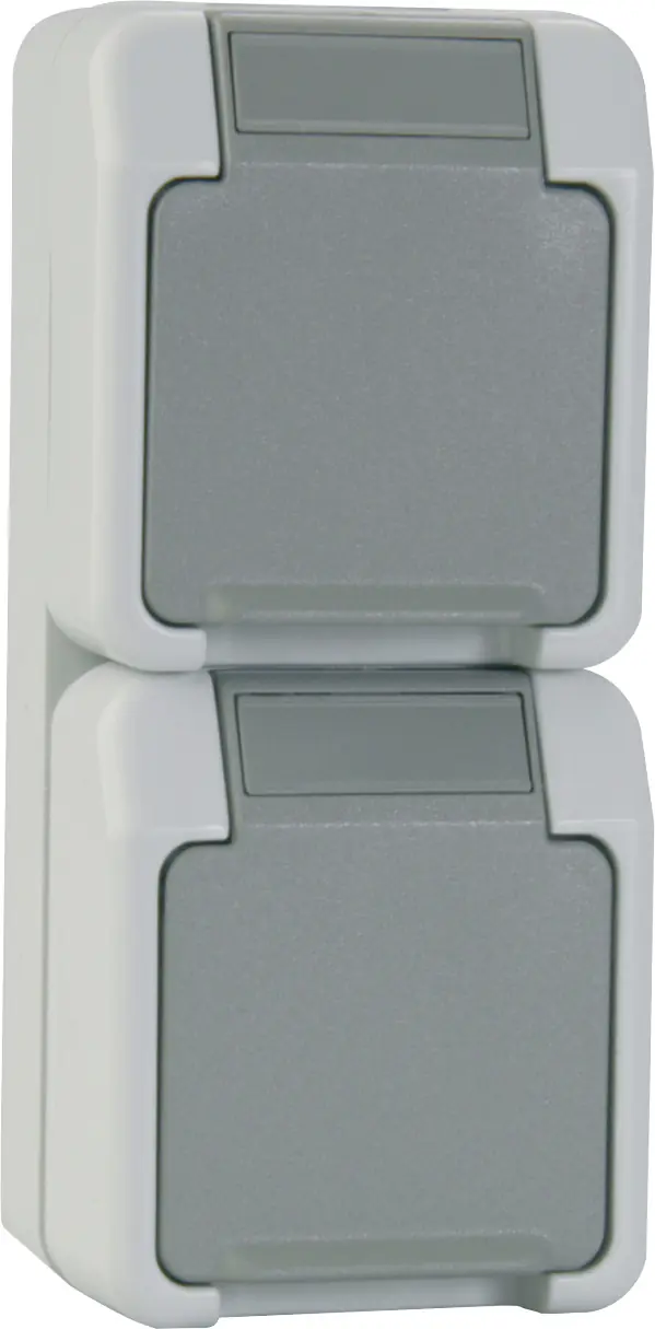 Merten Doppelsteckdose mit Klappdeckel Aquastar, Aufputz, MEG2329-8029 Merten Doppelsteckdose mit Klappdeckel Aquastar, Aufputz, MEG2329-8029