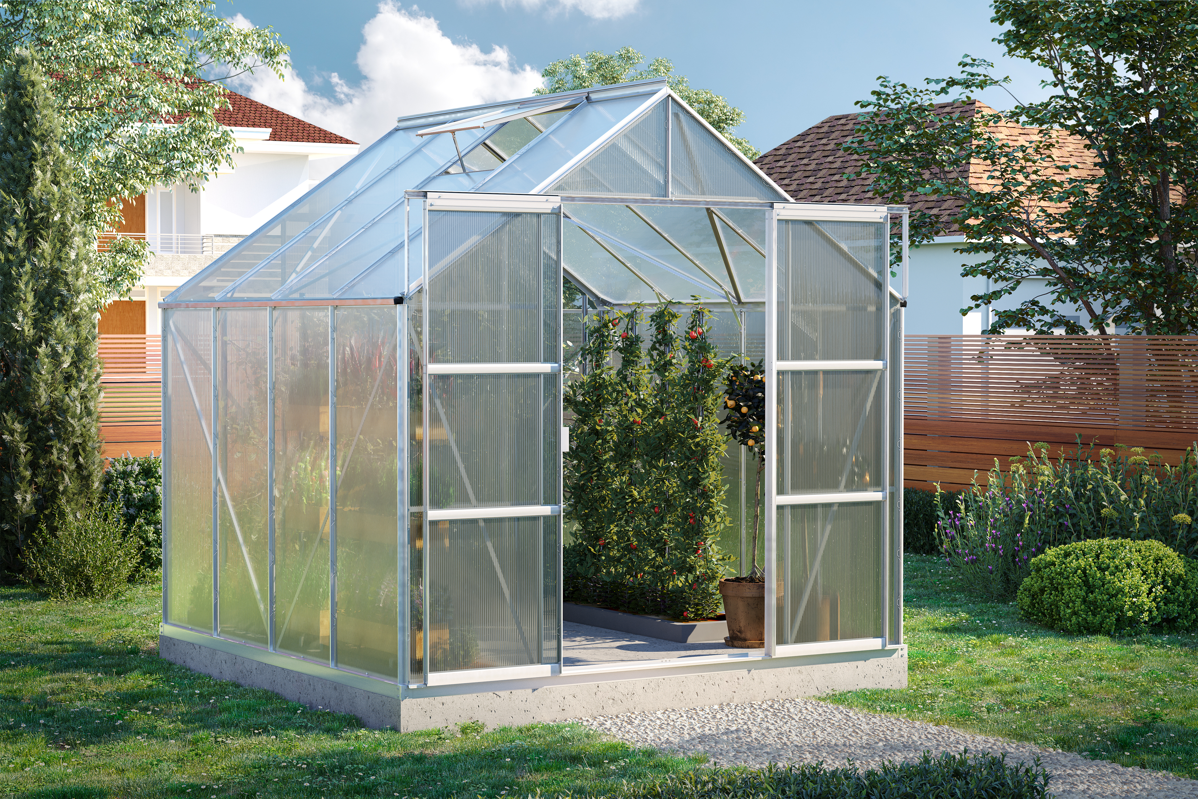 Vitavia Gewächshaus-Set Uranus 6700 HKP 6 mm alu 254 x 254 cm 