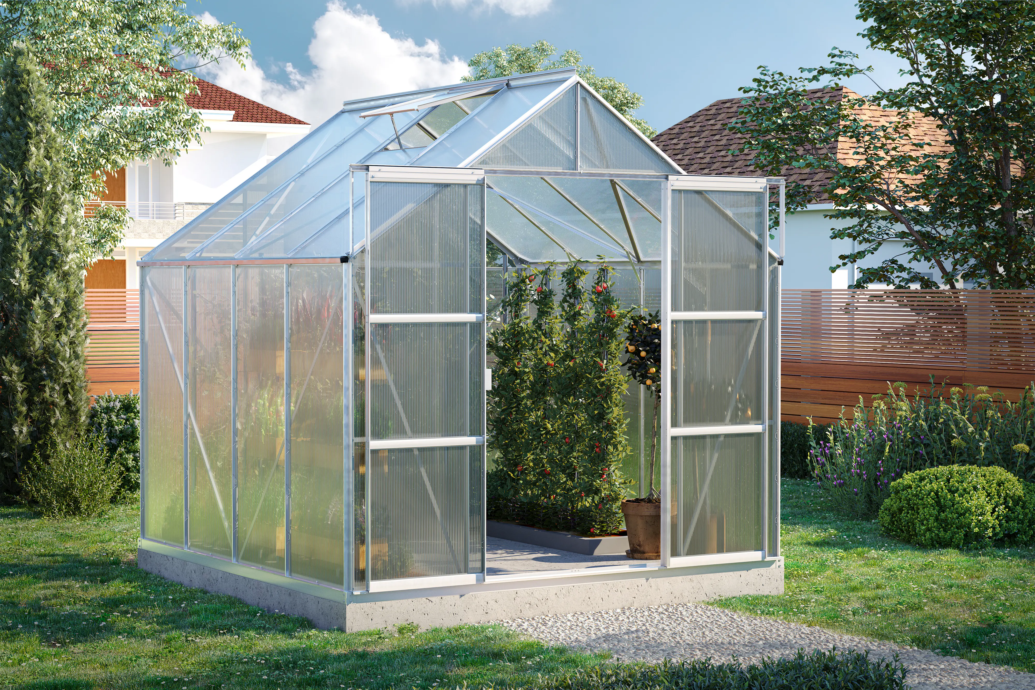 Vitavia Gewächshaus-Set Uranus 6700 HKP 6 mm alu 254 x 254 cm 