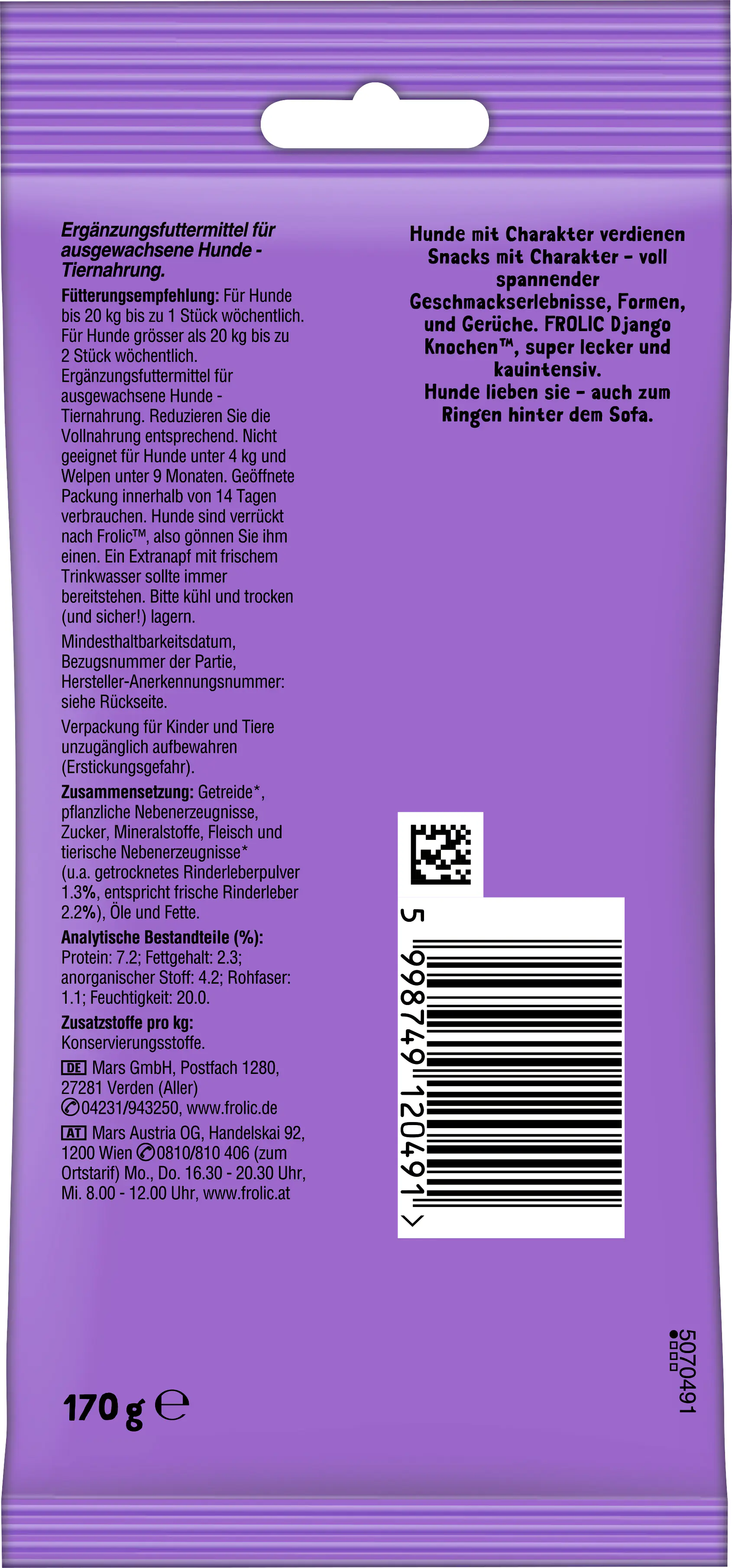 Frolic Django Knochen für mittlere Hunde mit Rind