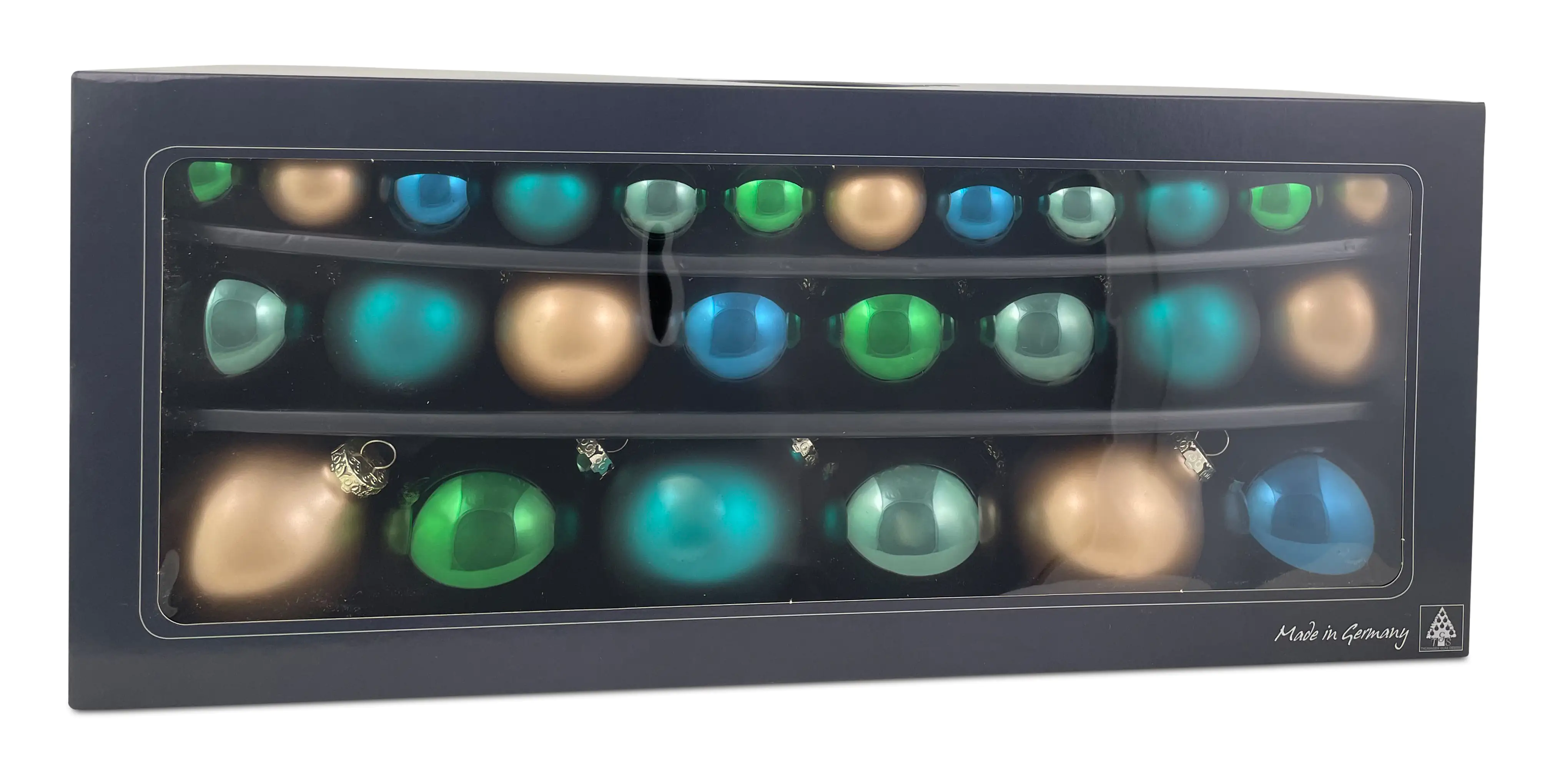 Riffelmacher Glaskugeln Silent Moments Ø 4/6/8 cm gold blau mint - 26 Stück