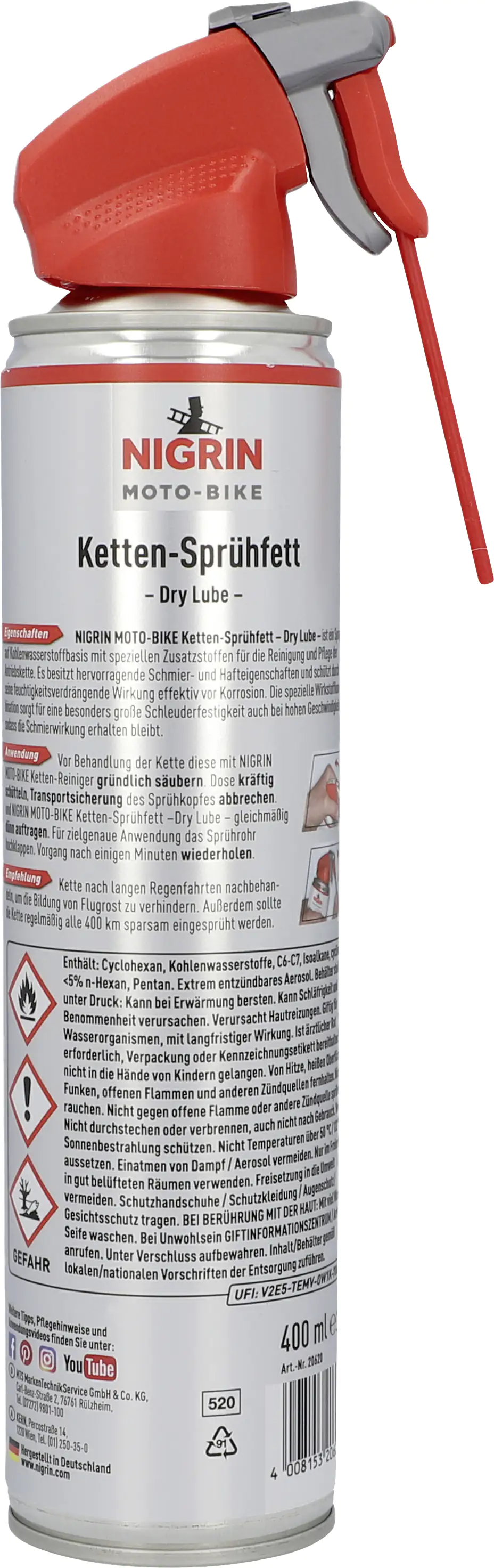 Nigrin MOTO-BIKE Ketten-Sprühfett DryLube 400ml Nigrin MOTO-BIKE Ketten-Sprühfett DryLube 400ml
